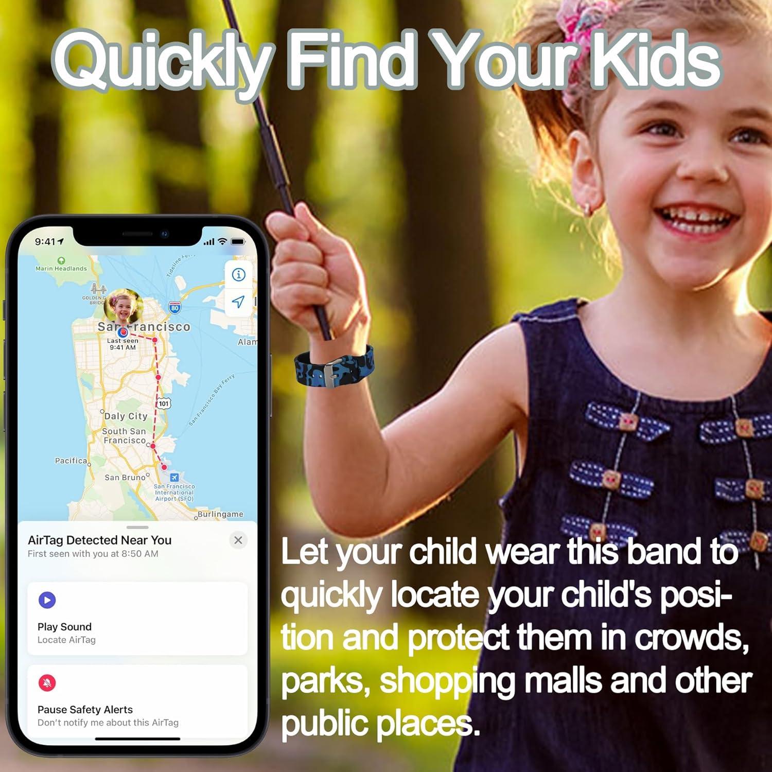 Paquete de 4 Pulseras Impermeables KAHADI para AirTag Niños