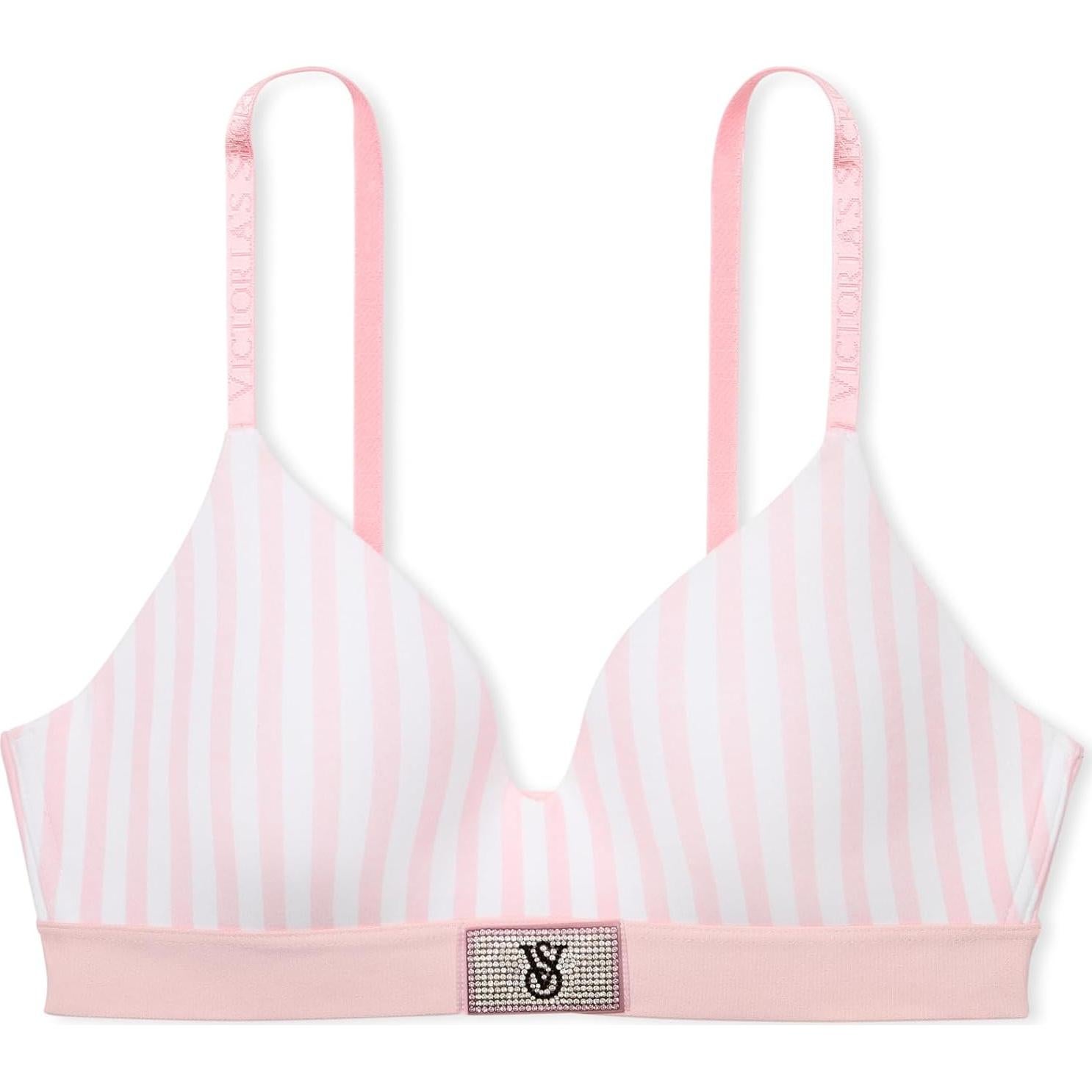 Sostén sin aros Victoria's Secret 32C acolchado rayas rosas