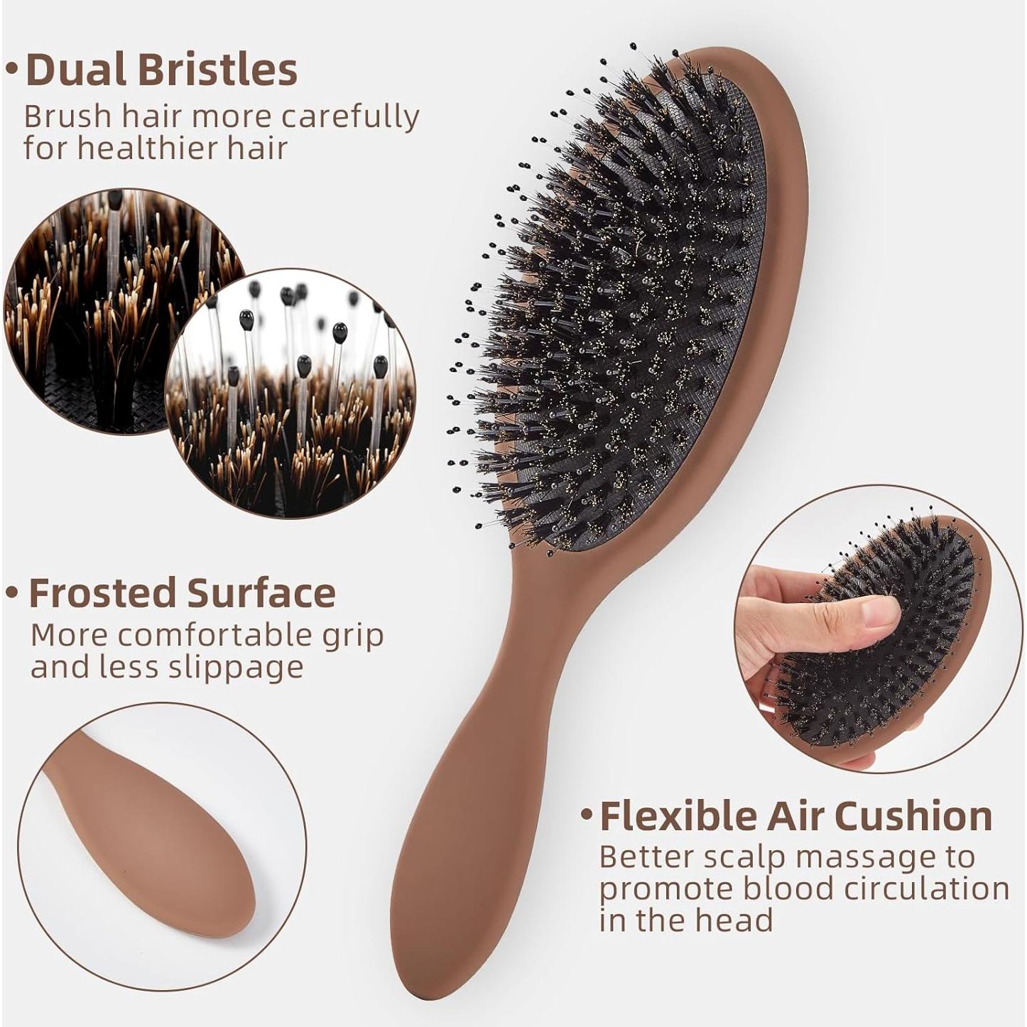 Cepillo Desenredante Jurrissa de Cerdas de Jabalí - Mocha