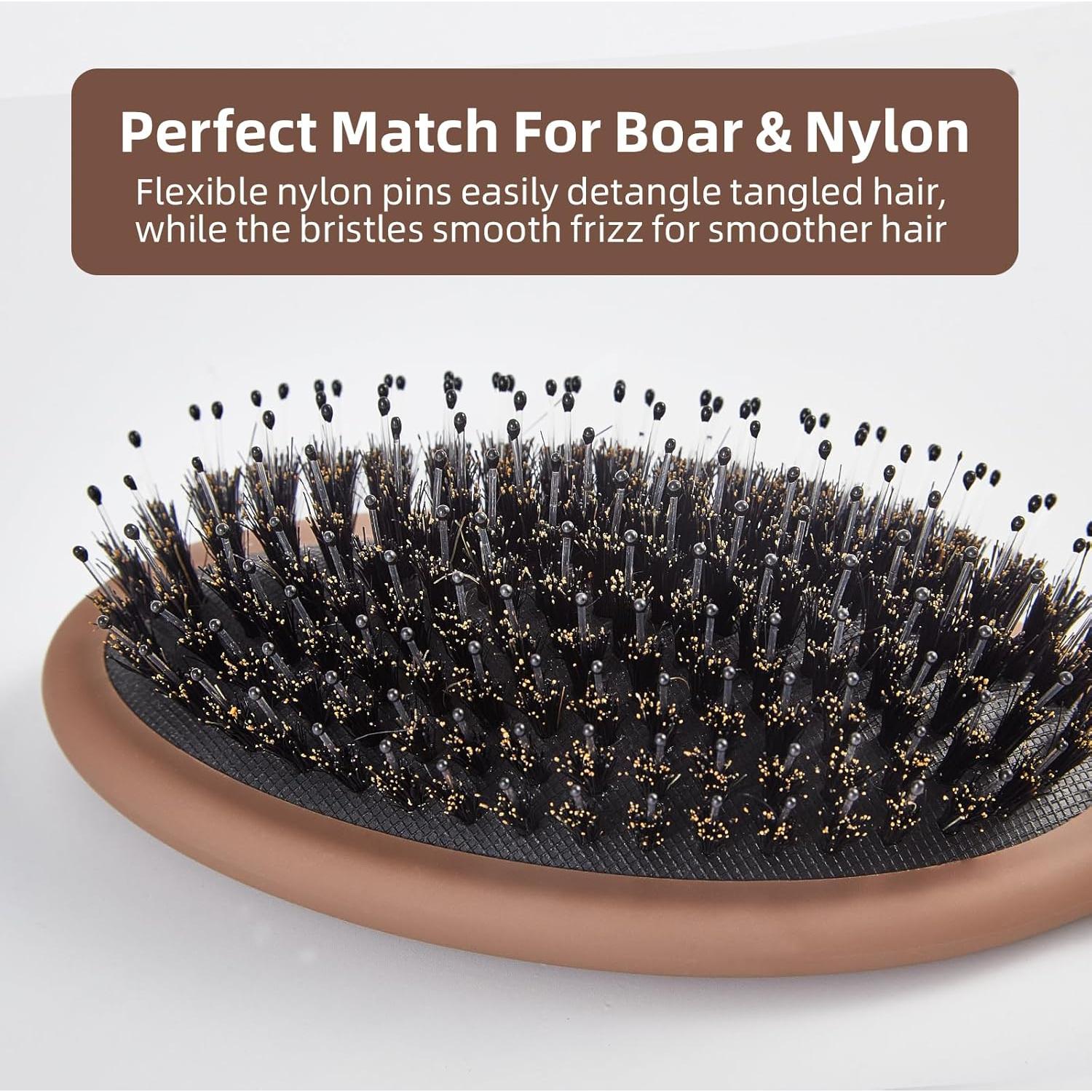 Cepillo Desenredante Jurrissa de Cerdas de Jabalí - Mocha