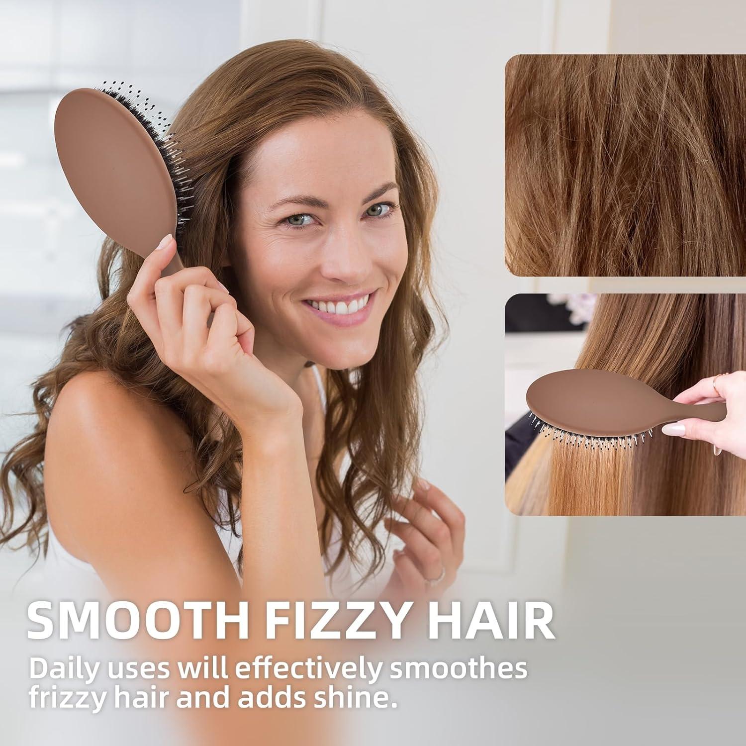 Cepillo Desenredante Jurrissa de Cerdas de Jabalí - Mocha