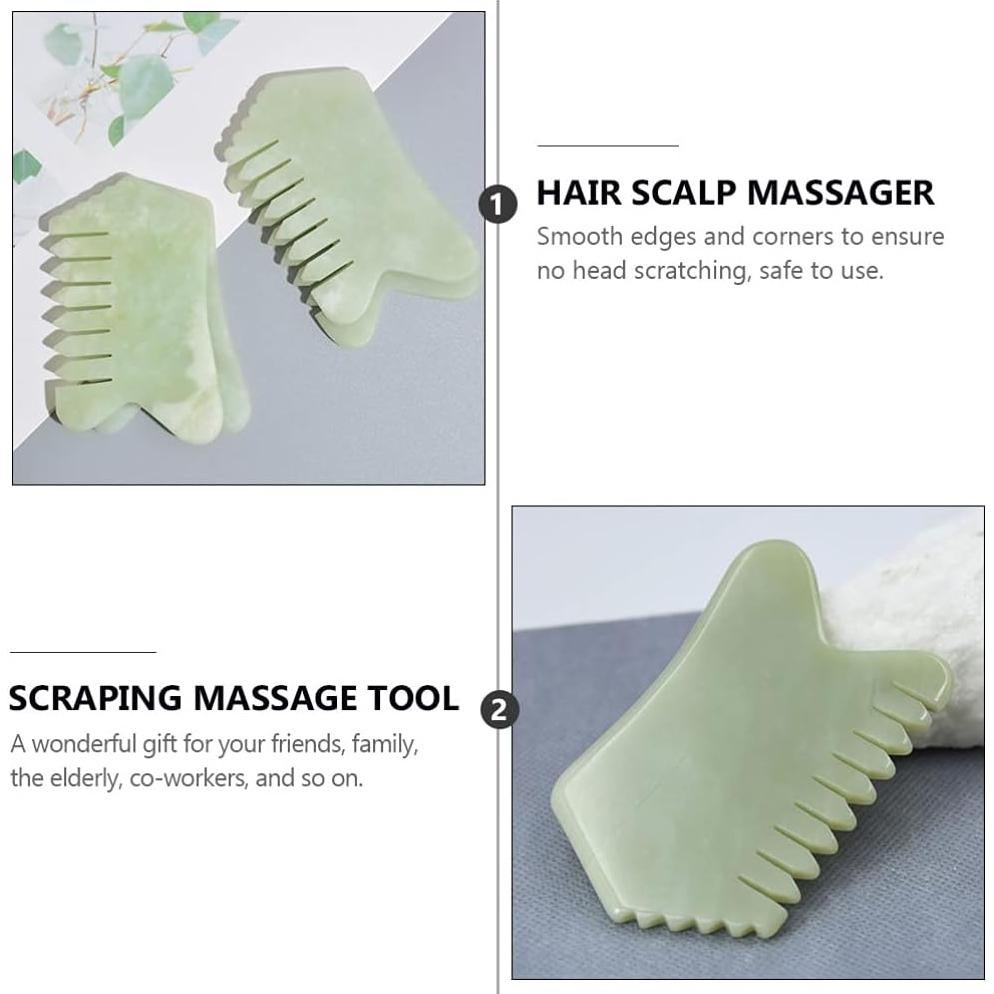 Peine de Masaje de Jade Healifty 8.89cm - Gua Sha Cuero Cabelludo