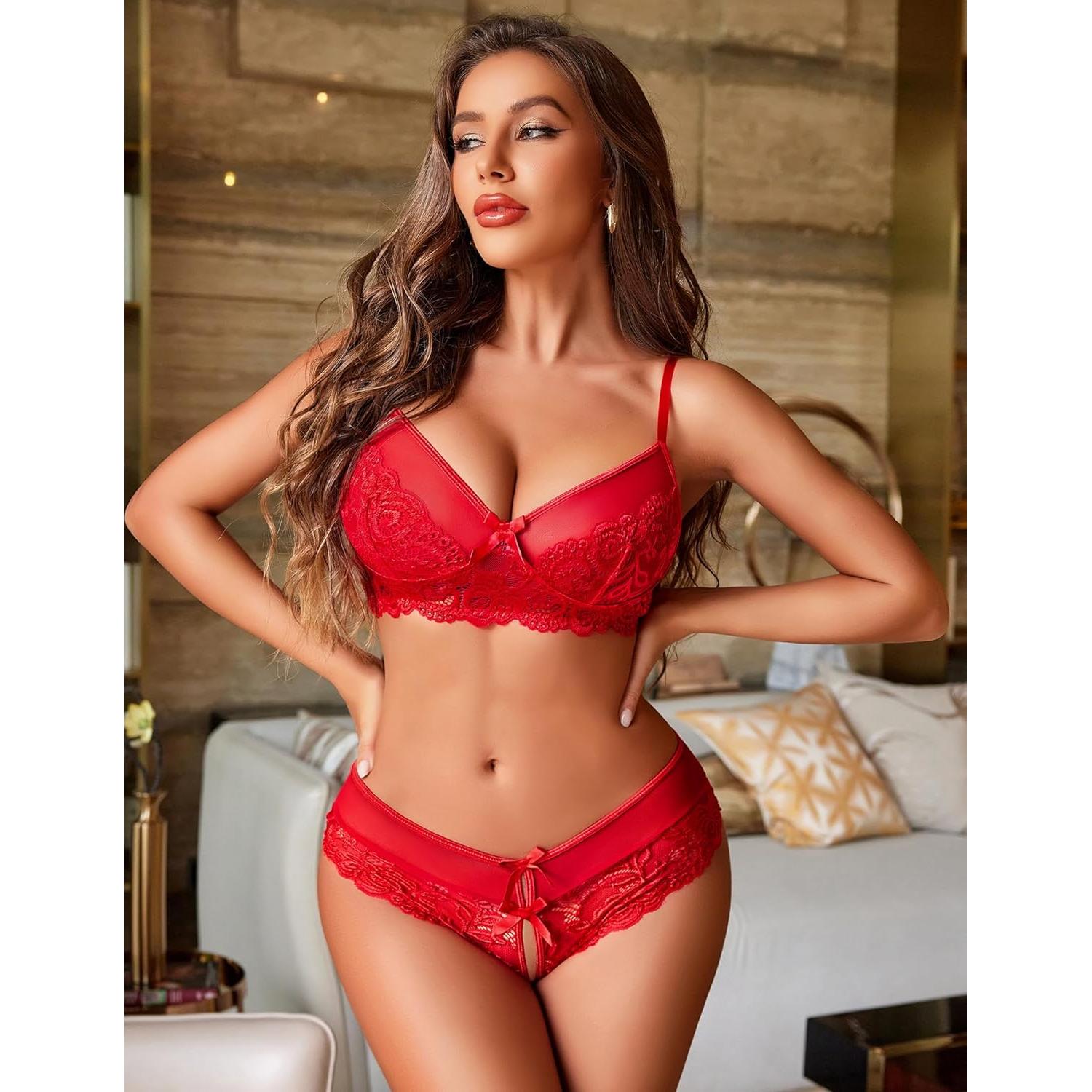 Conjunto de Lencería Avidlove 2 Piezas Rojo S-XXL
