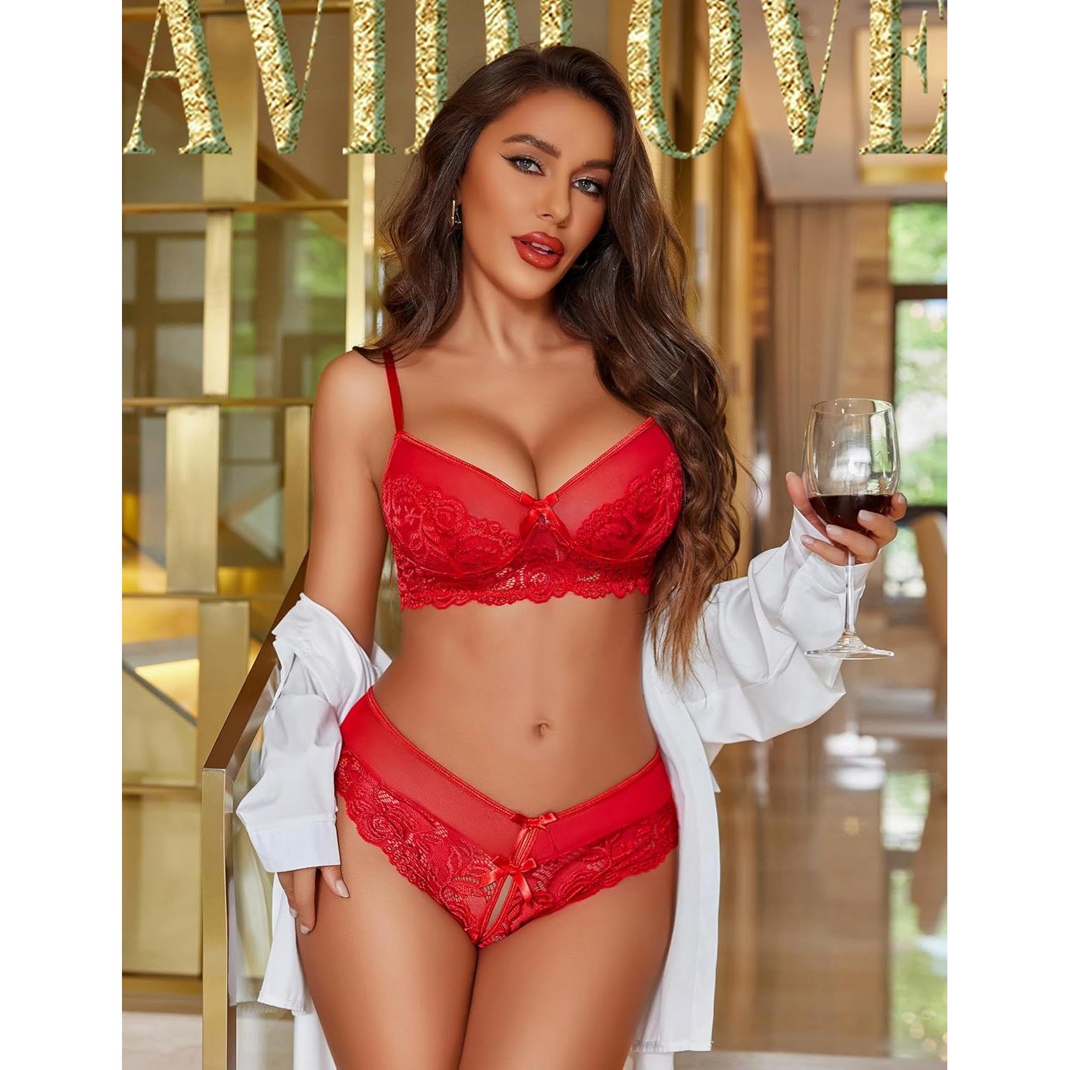 Conjunto de Lencería Avidlove 2 Piezas Rojo S-XXL