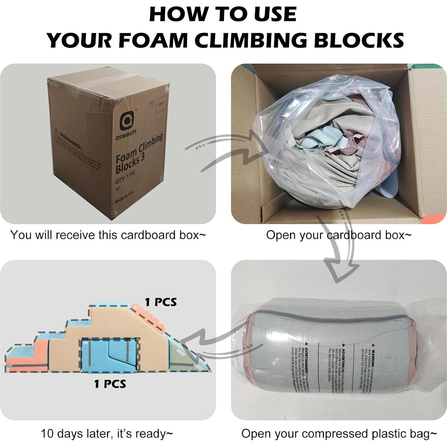 Bloques de Escalada de Espuma Asweets 4 en 1 para Niños