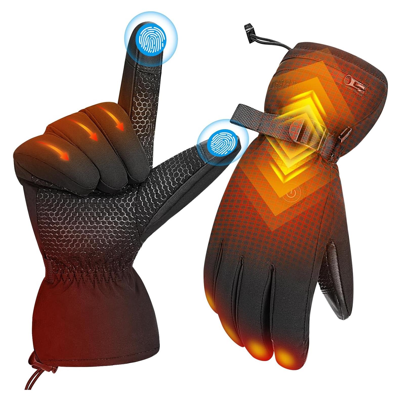 Guantes Calentados Hinsole Unisex Táctiles Medianos Negros