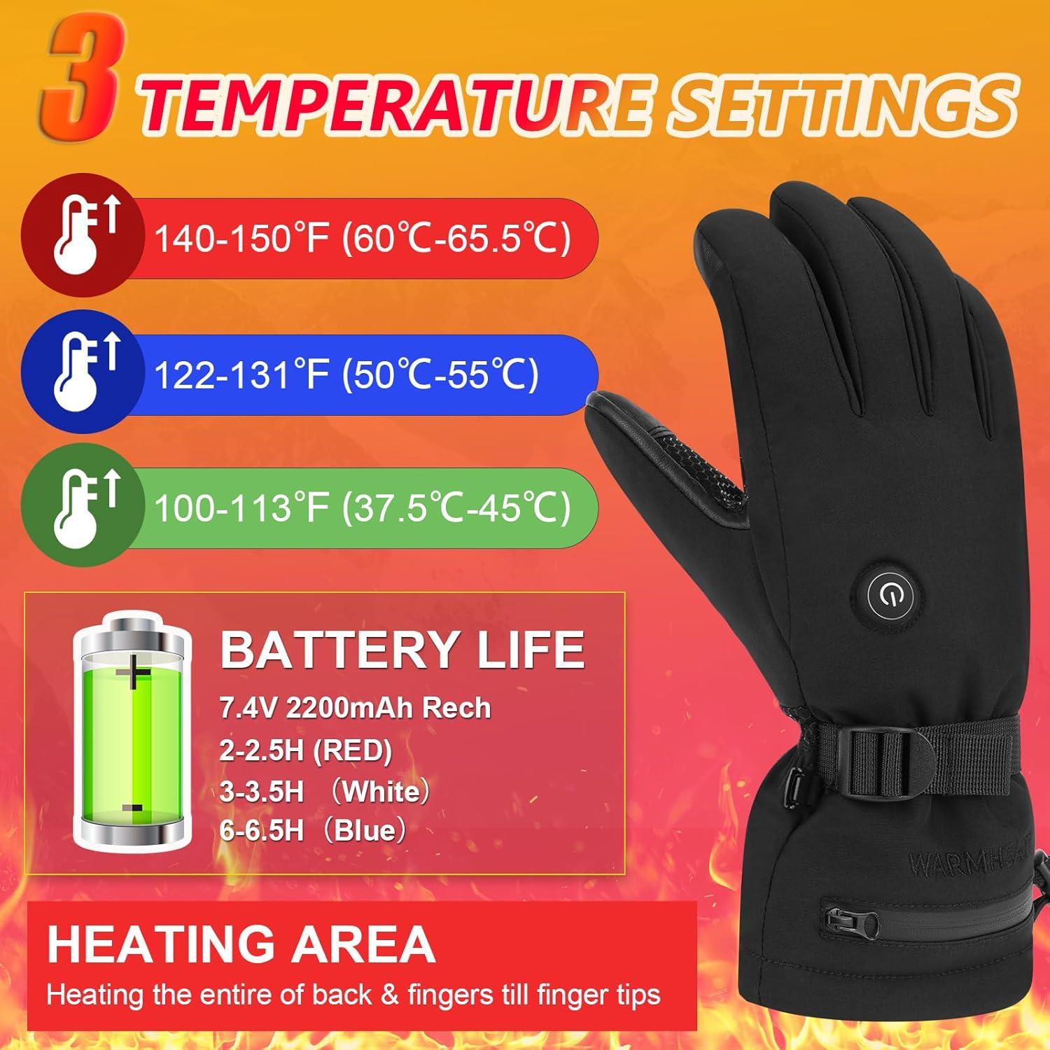 Guantes Calentados Hinsole Unisex Táctiles Medianos Negros