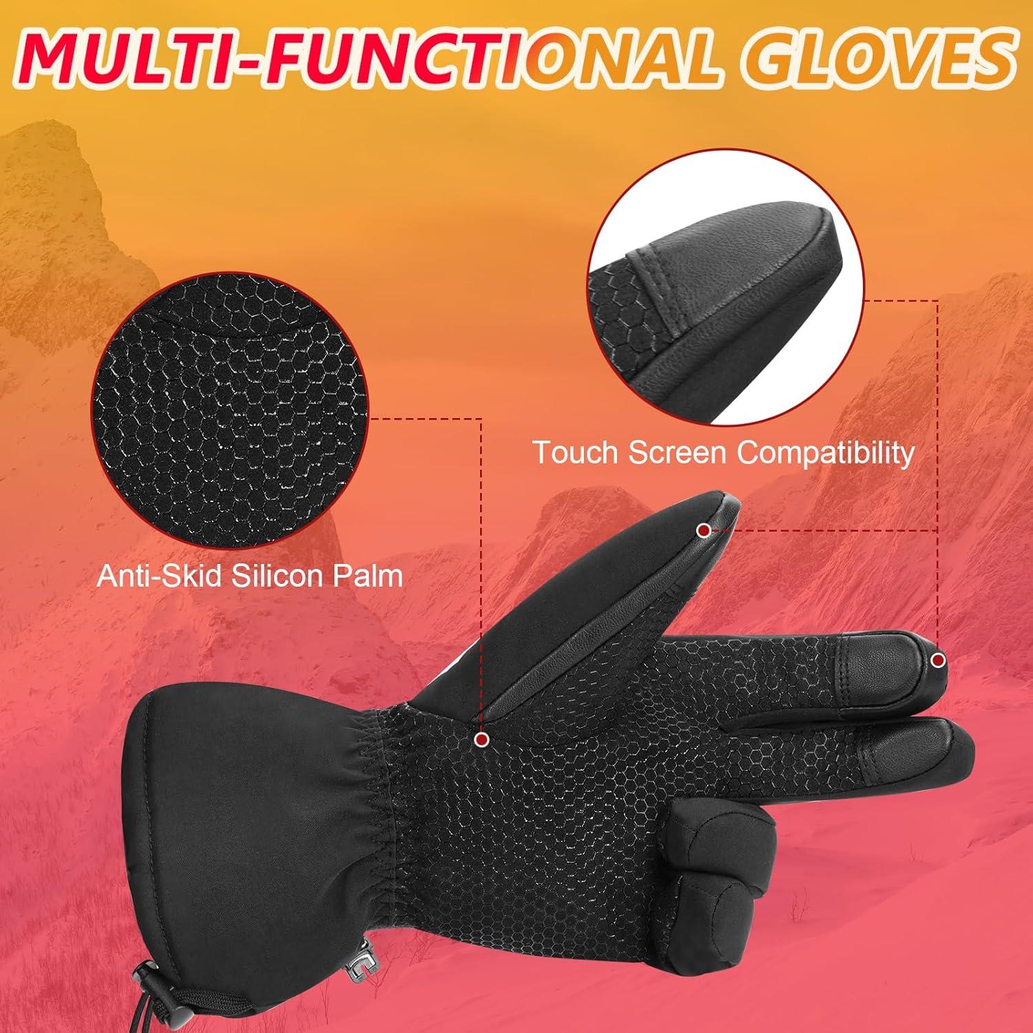 Guantes Calentados Hinsole Unisex Táctiles Medianos Negros