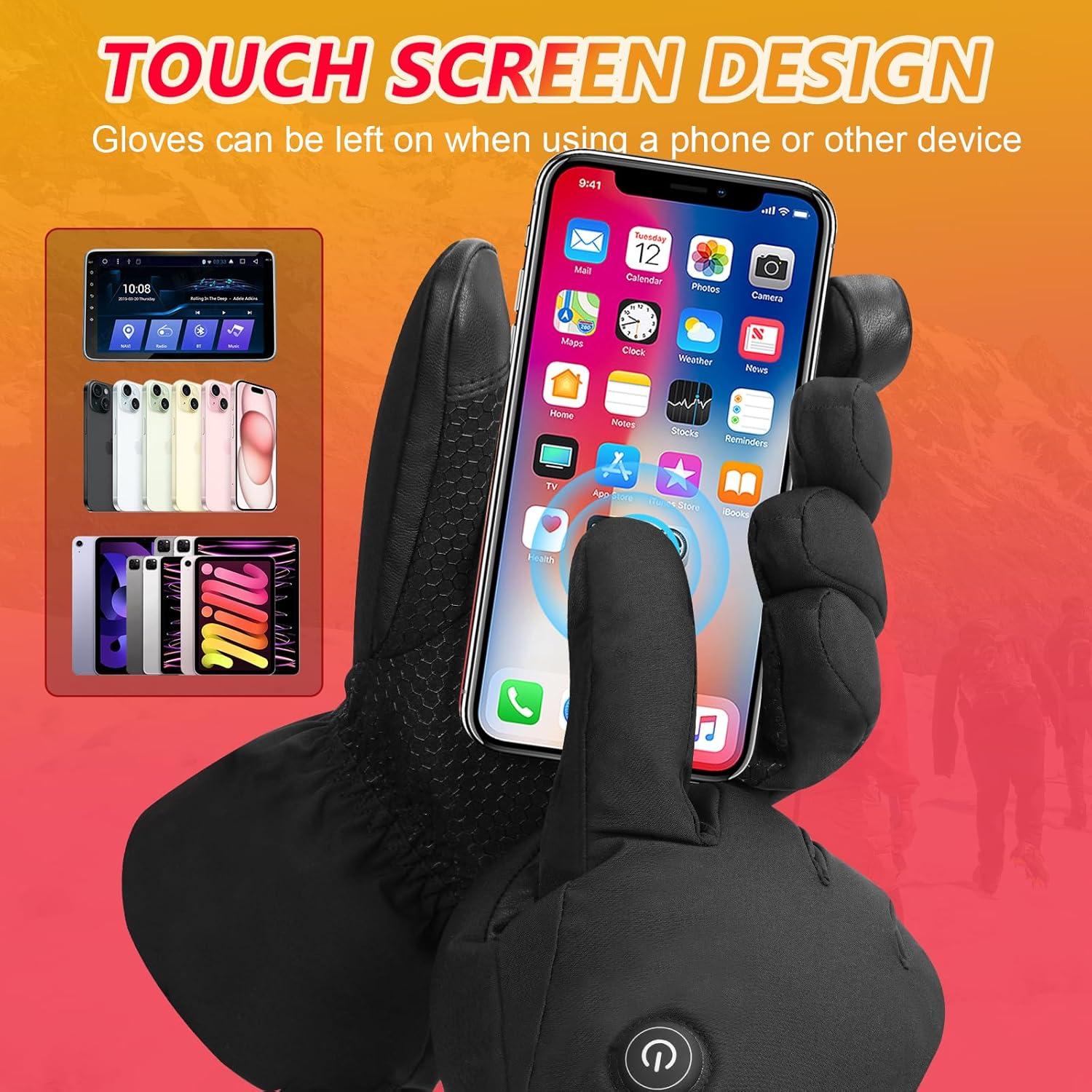 Guantes Calentados Hinsole Unisex Táctiles Medianos Negros