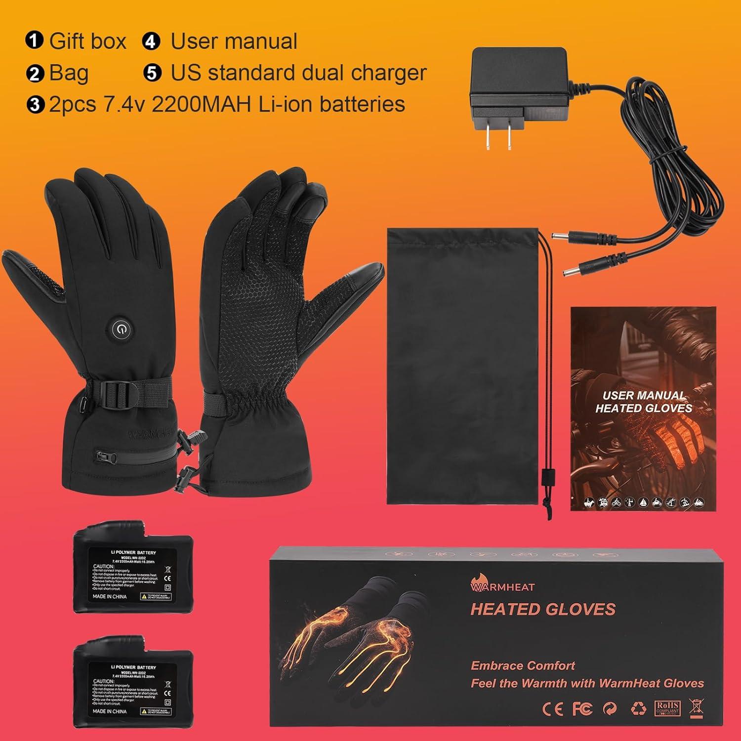 Guantes Calentados Hinsole Unisex Táctiles Medianos Negros