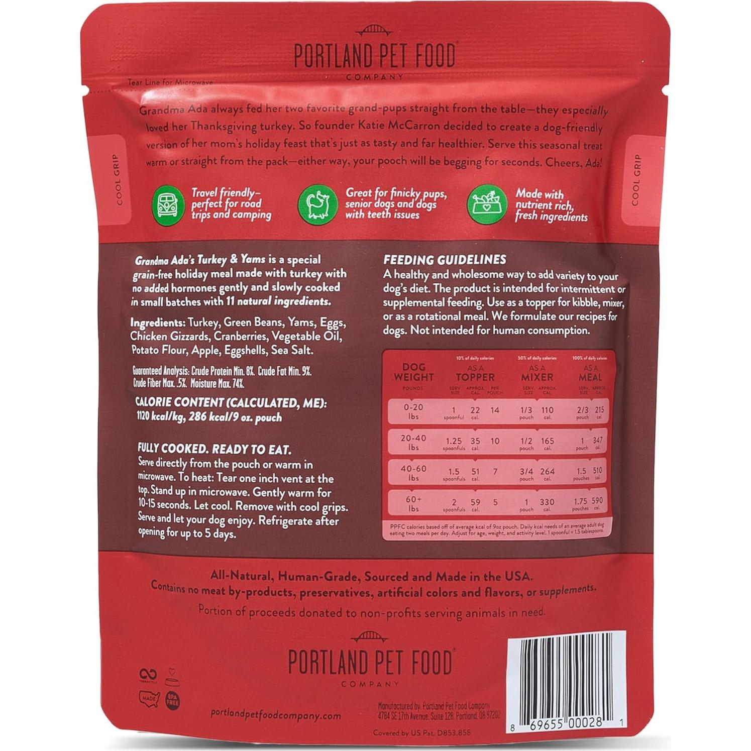 Comida Fresca para Perros Portland Pet Food 5 Paquetes 255g Pavo