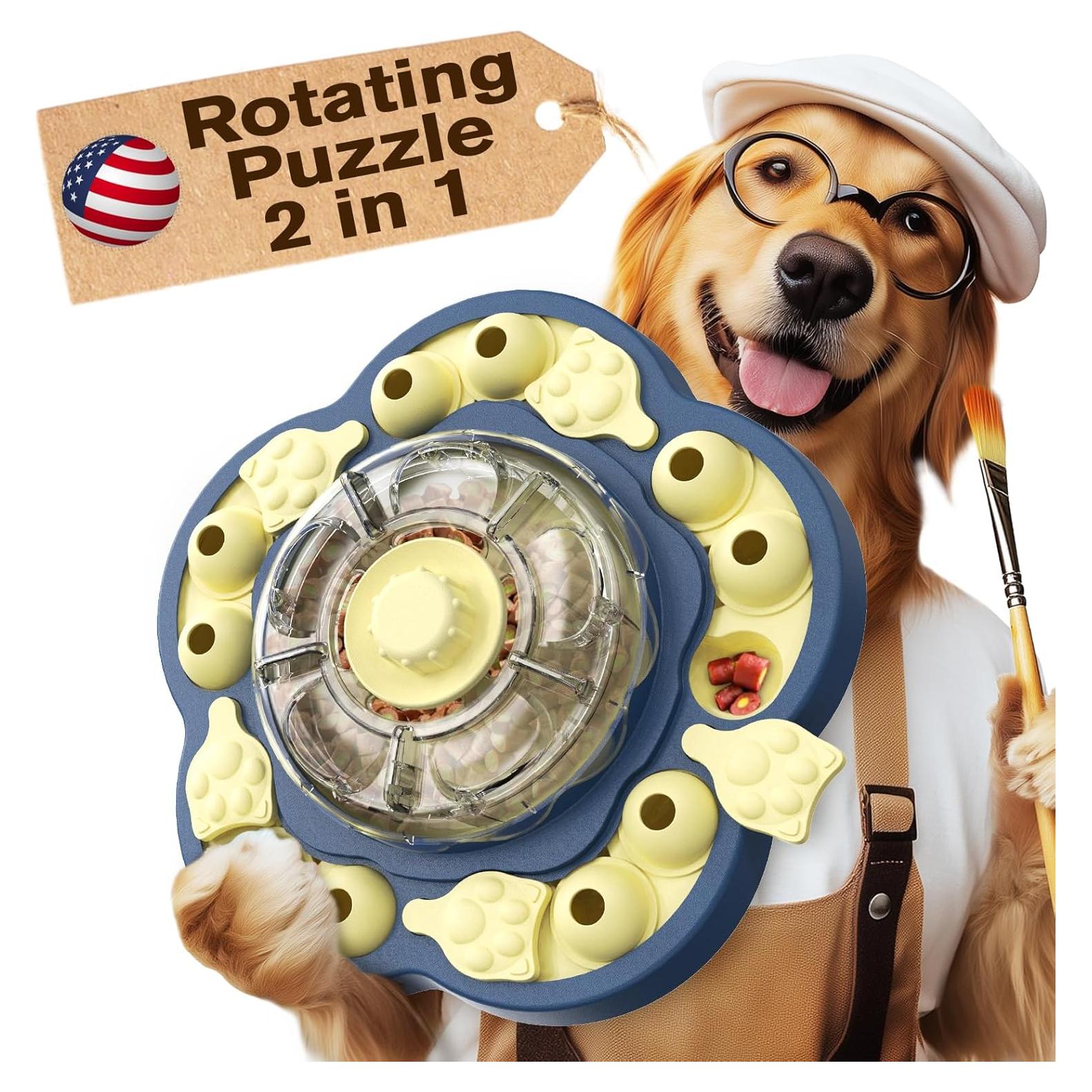 Juguete de Rompecabezas para Perros KADTC Girasol Azul 3 Niveles