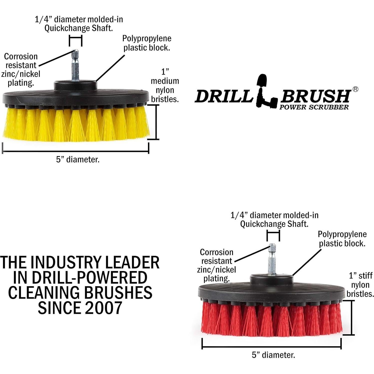Kit de Cepillos de Fregado Drillbrush 5" para Limpieza