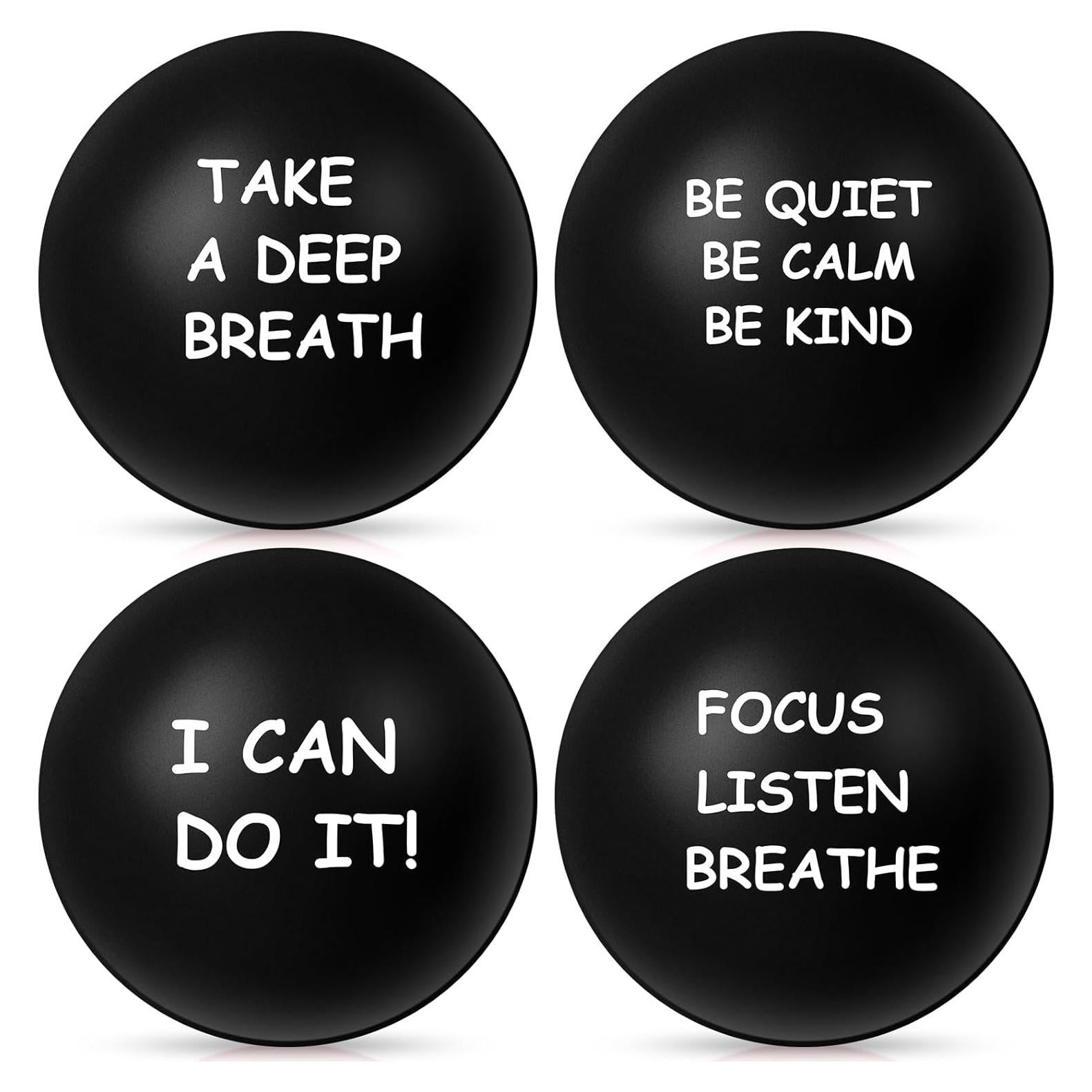 Ceenna 4 Pelotas Antiestrés Motivacionales 6.3 cm Negro