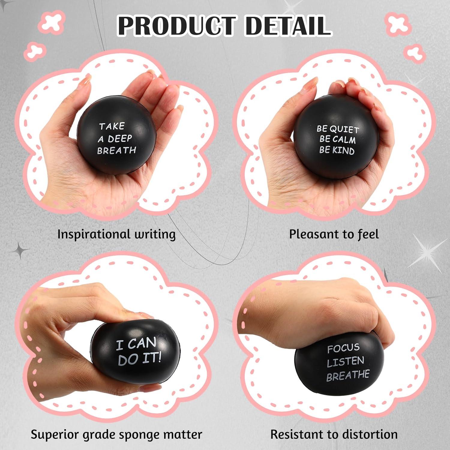 Ceenna 4 Pelotas Antiestrés Motivacionales 6.3 cm Negro