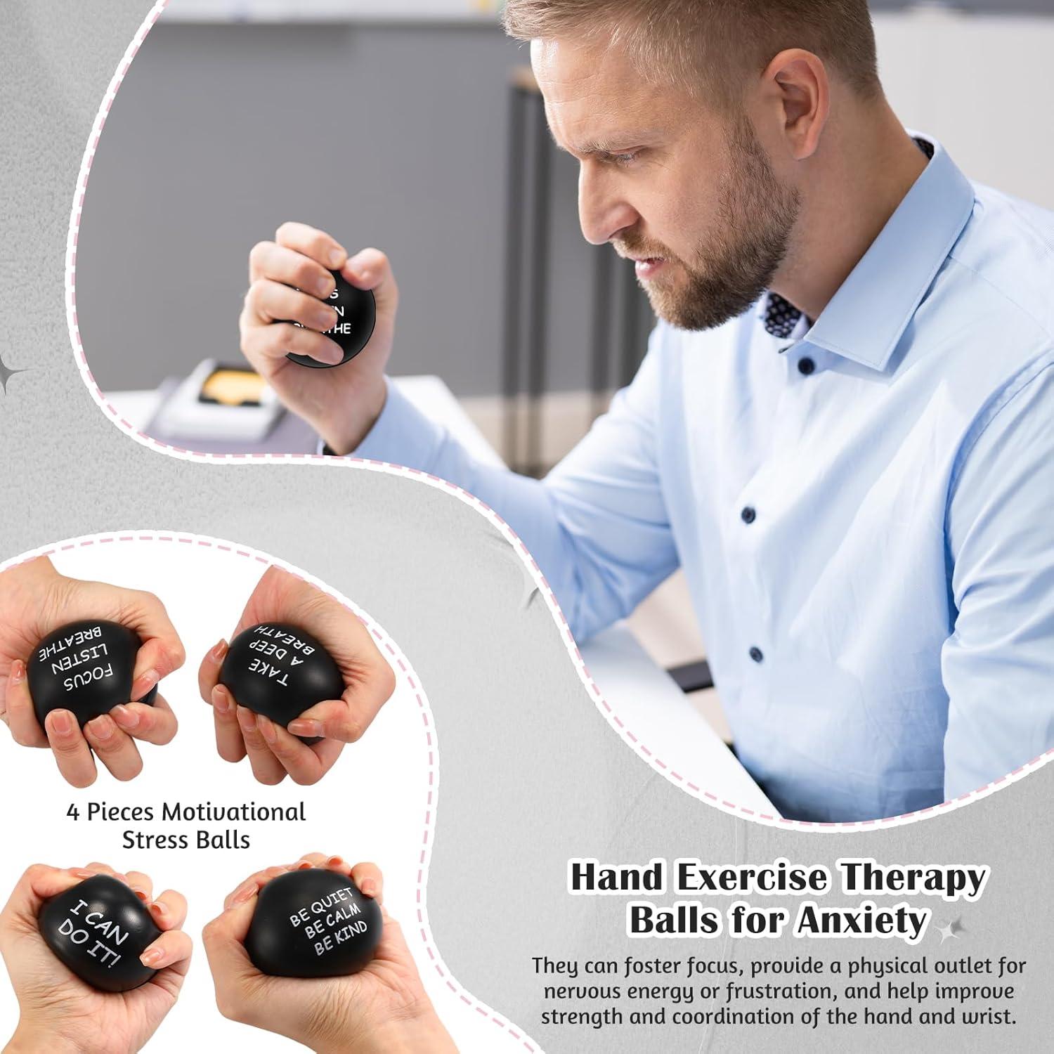 Ceenna 4 Pelotas Antiestrés Motivacionales 6.3 cm Negro