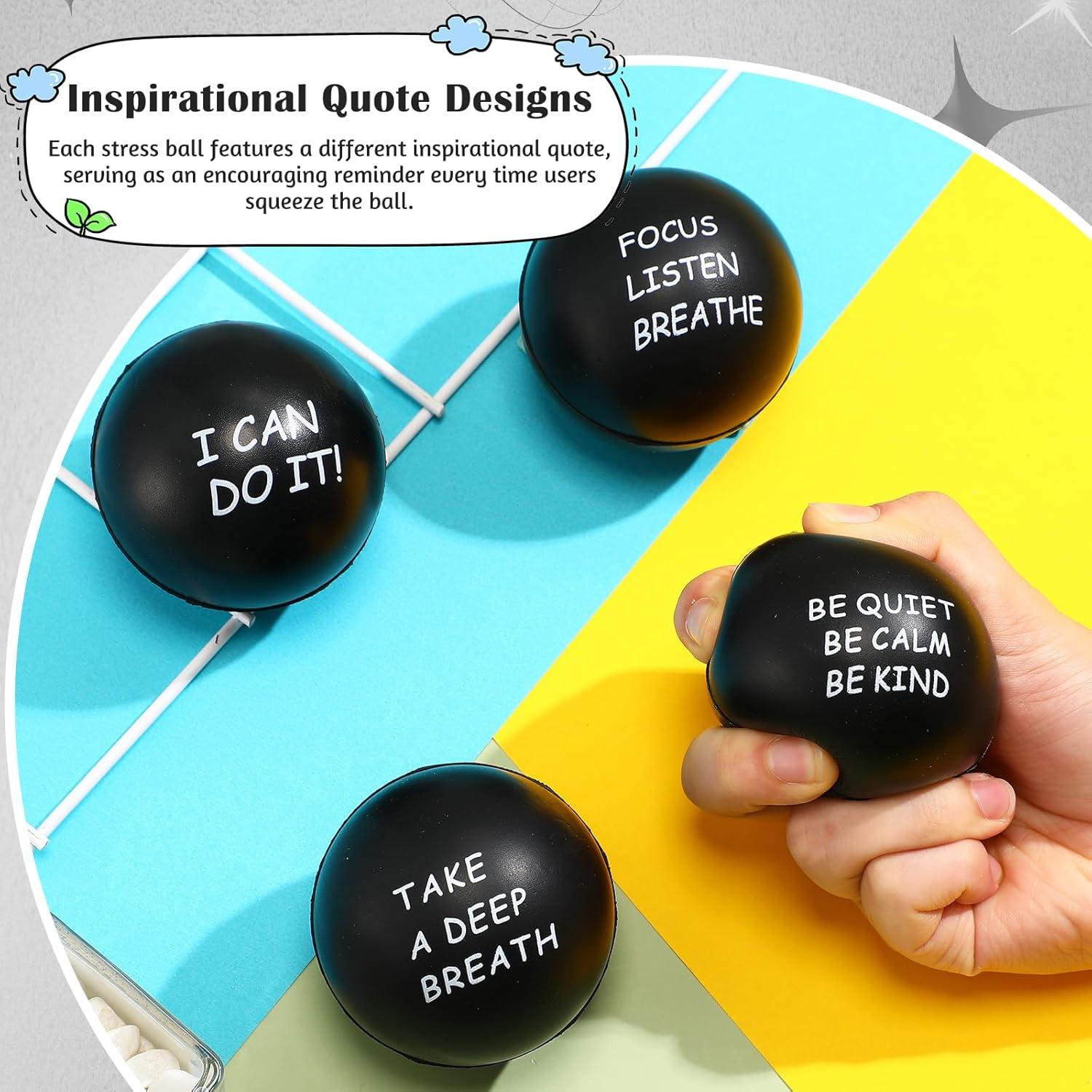 Ceenna 4 Pelotas Antiestrés Motivacionales 6.3 cm Negro