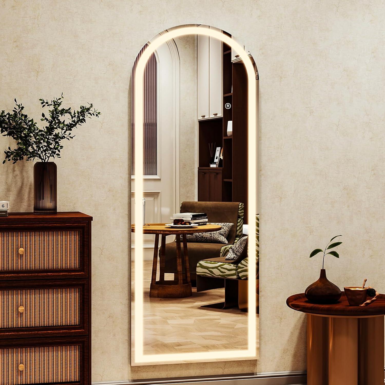 Espejo de Cuerpo Entero LED XRAMFY 144.78x53.34 cm Arqueado
