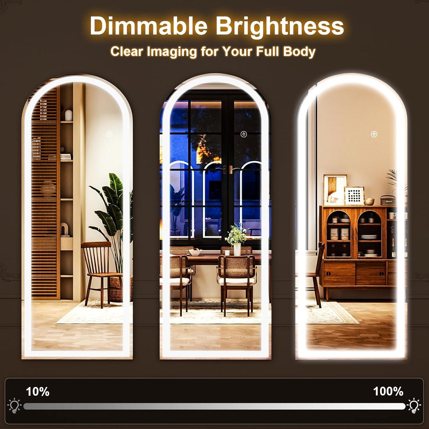 Espejo de Cuerpo Entero LED XRAMFY 144.78x53.34 cm Arqueado
