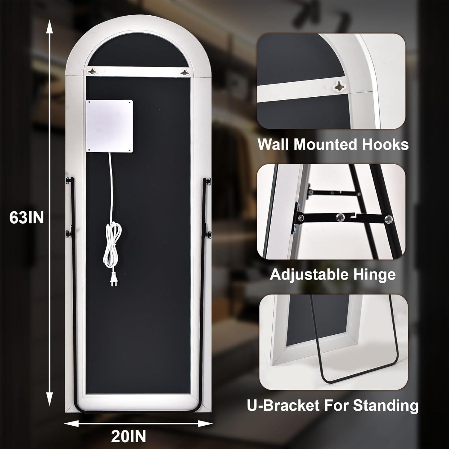 Espejo de Cuerpo Entero LED XRAMFY 144.78x53.34 cm Arqueado