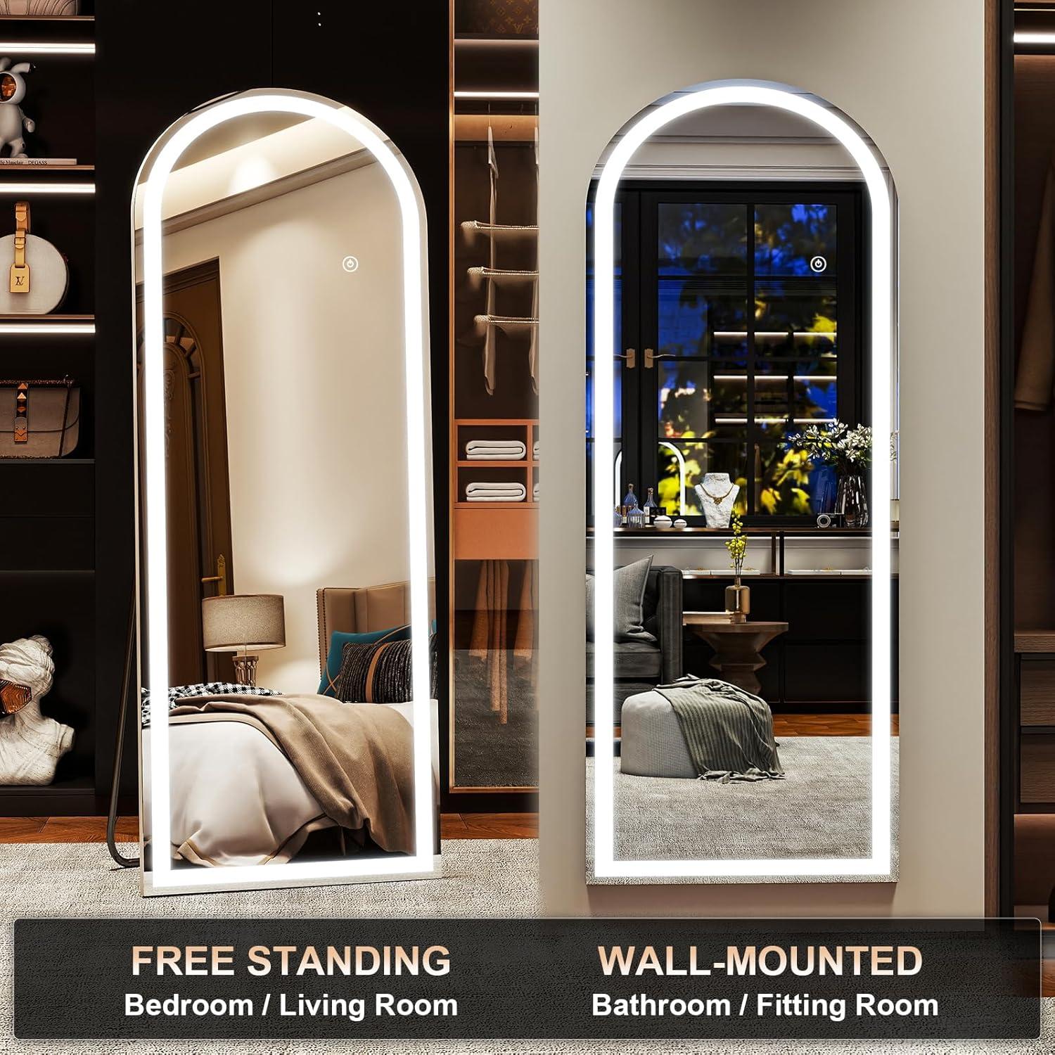 Espejo de Cuerpo Entero LED XRAMFY 144.78x53.34 cm Arqueado