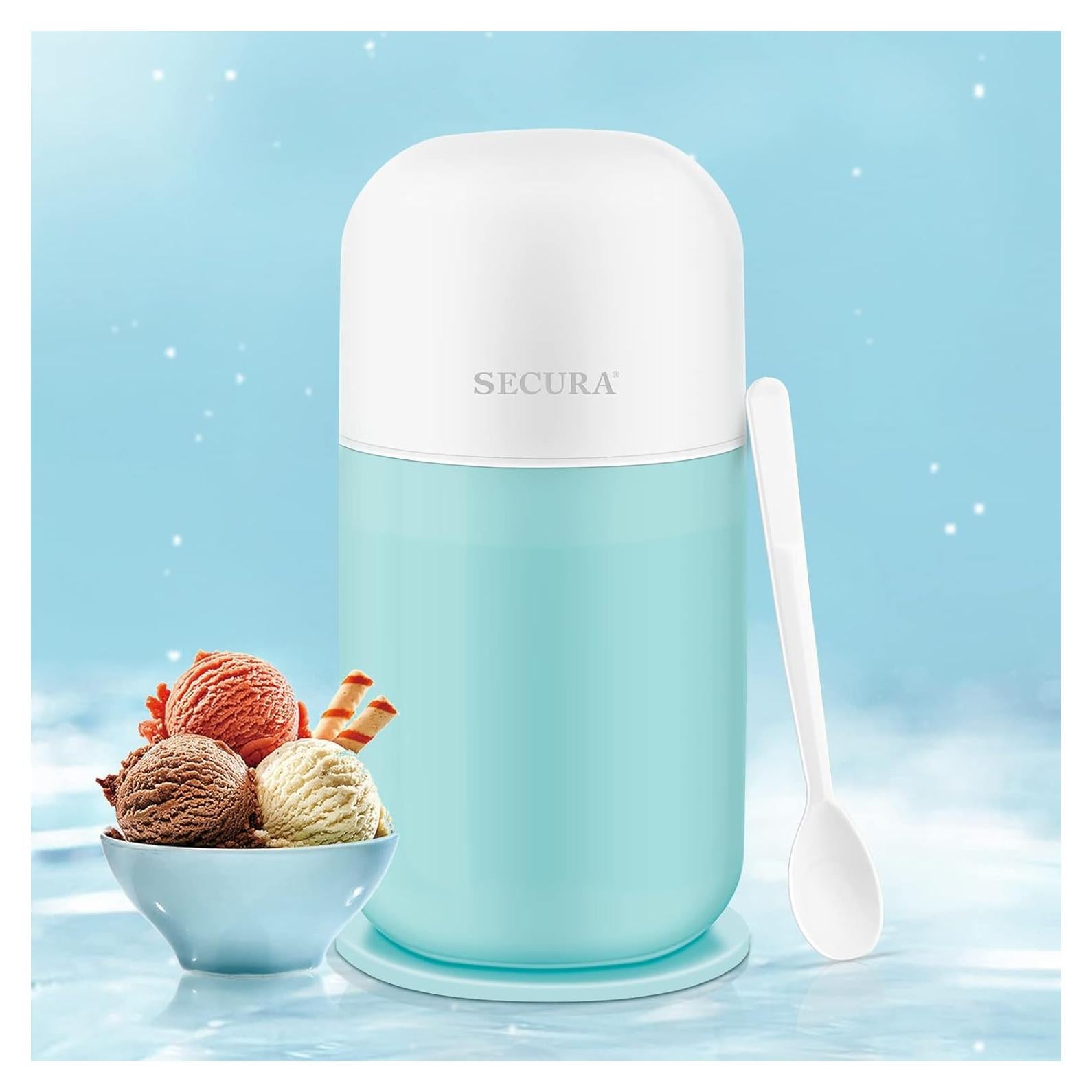 Secura Máquina de Helados Eléctrica 0.35L Aqua - Rápido y Casero