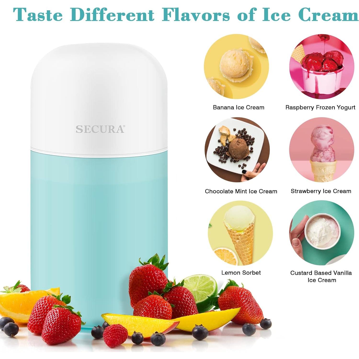 Secura Máquina de Helados Eléctrica 0.35L Aqua - Rápido y Casero