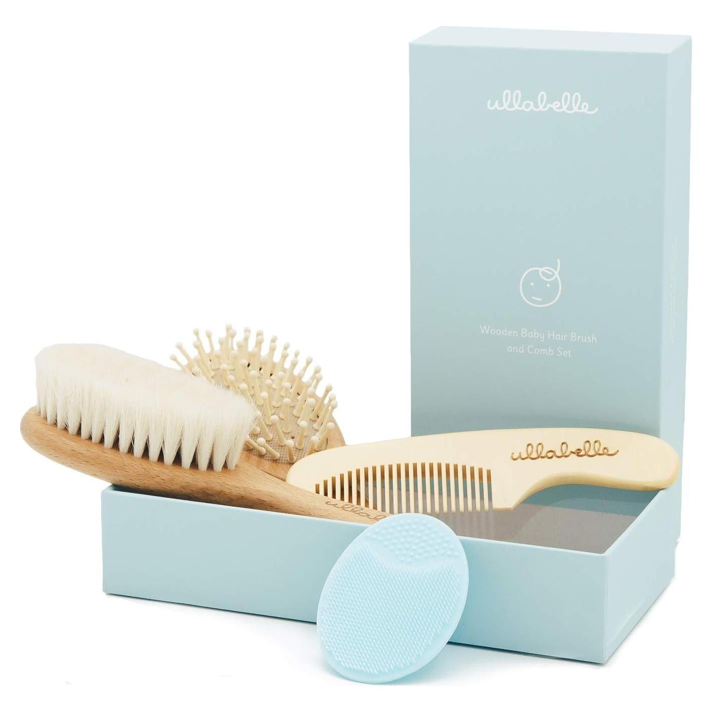 Juego de Cepillo y Peine de Madera Ullabelle 4 Piezas Azul