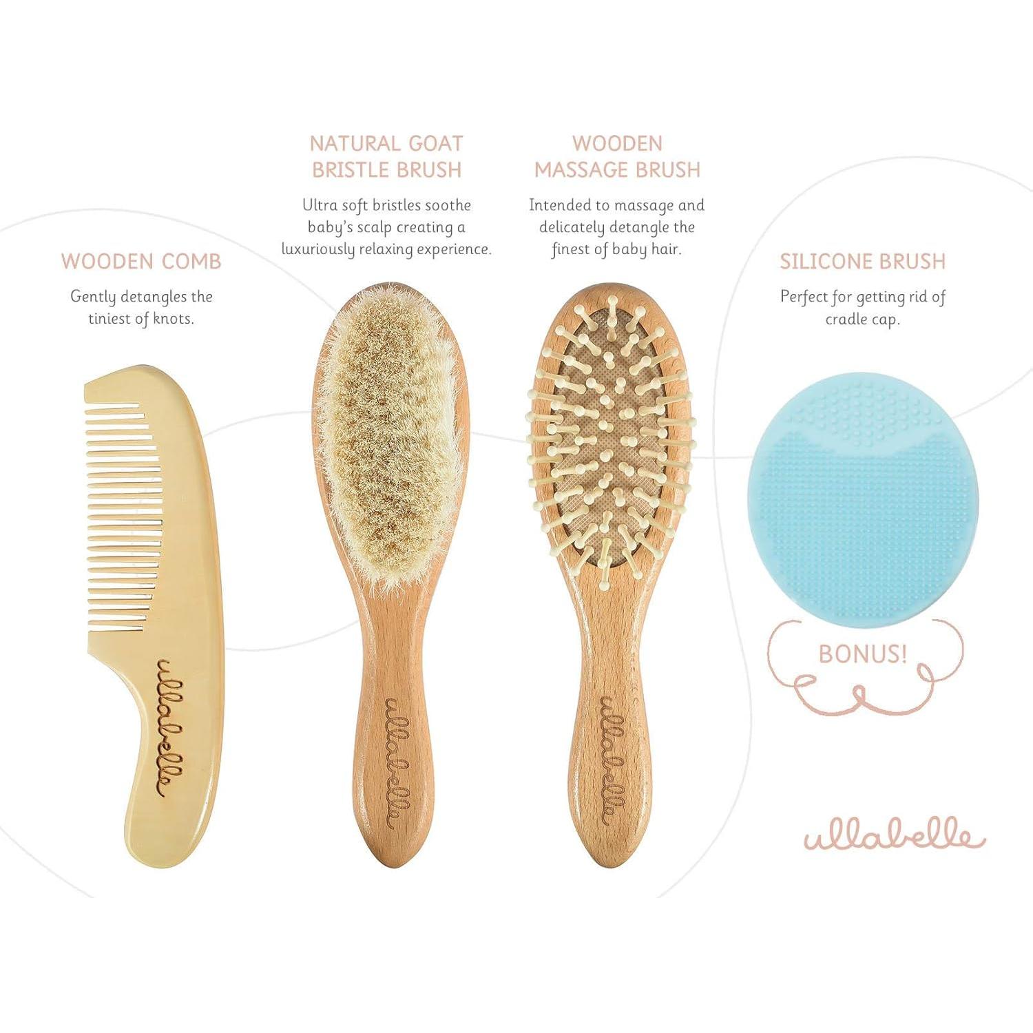 Juego de Cepillo y Peine de Madera Ullabelle 4 Piezas Azul