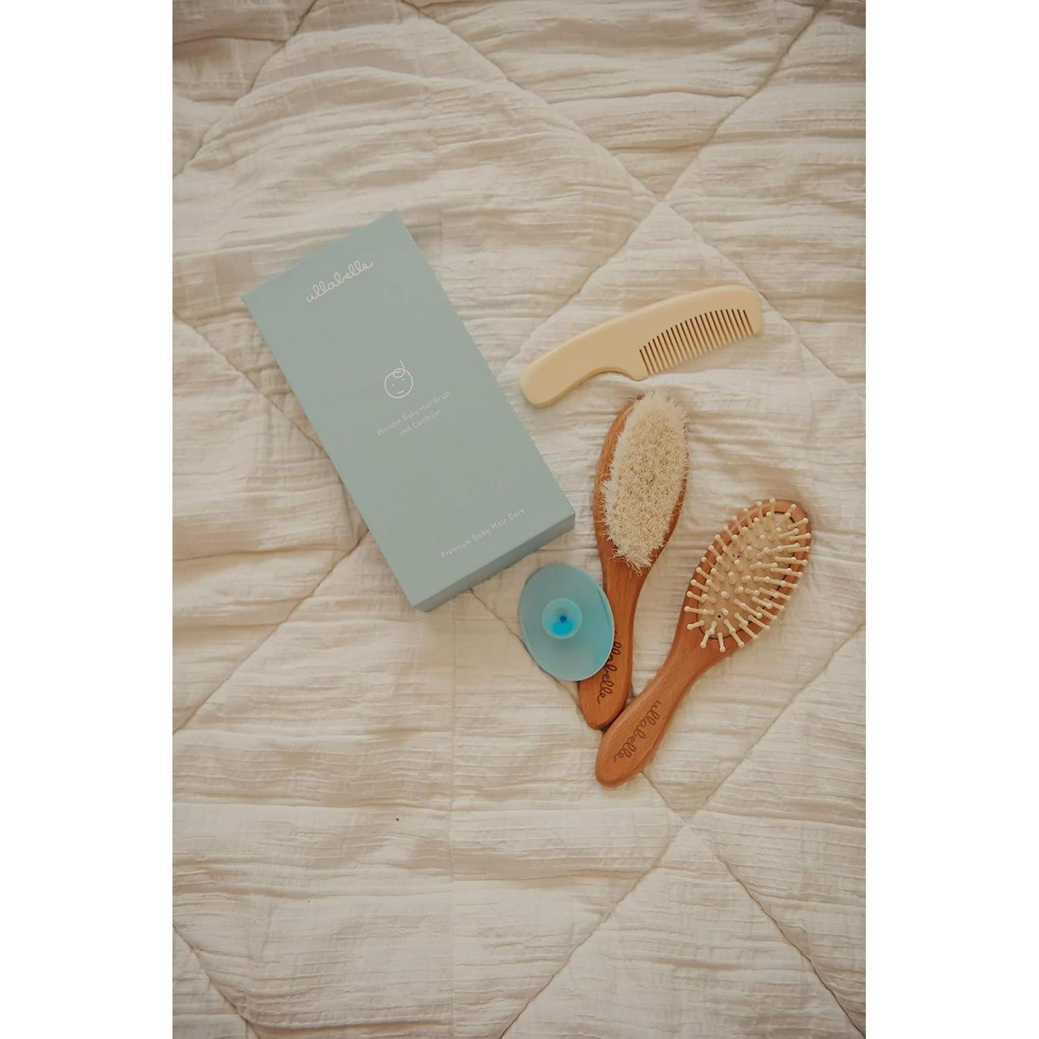 Juego de Cepillo y Peine de Madera Ullabelle 4 Piezas Azul