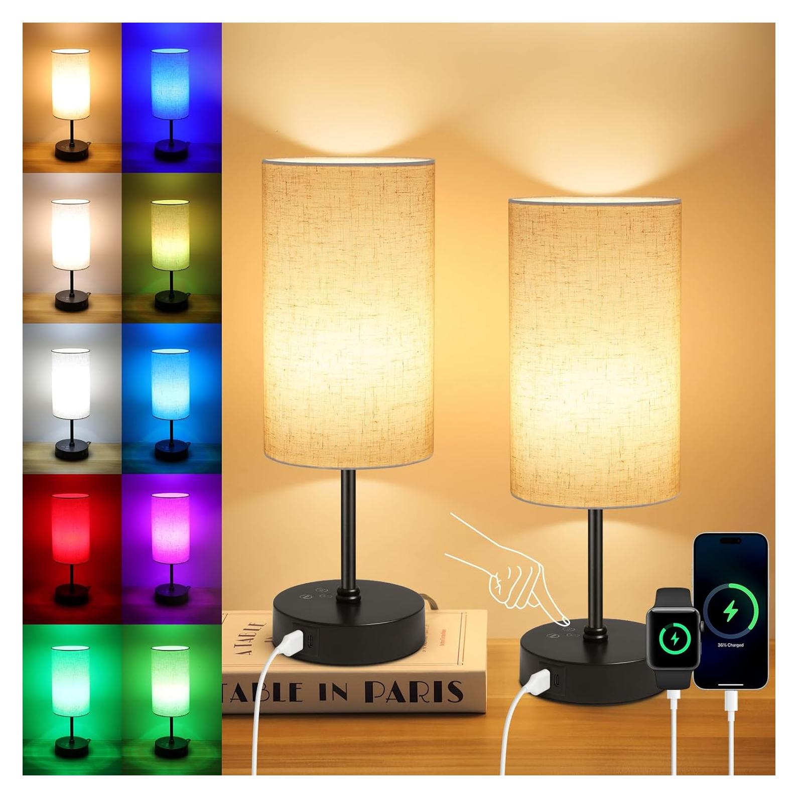 Lámpara de Mesa Ascher 2 Piezas RGB Regulable con USB