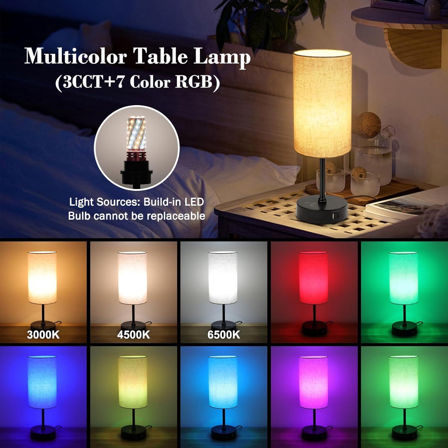 Lámpara de Mesa Ascher 2 Piezas RGB Regulable con USB