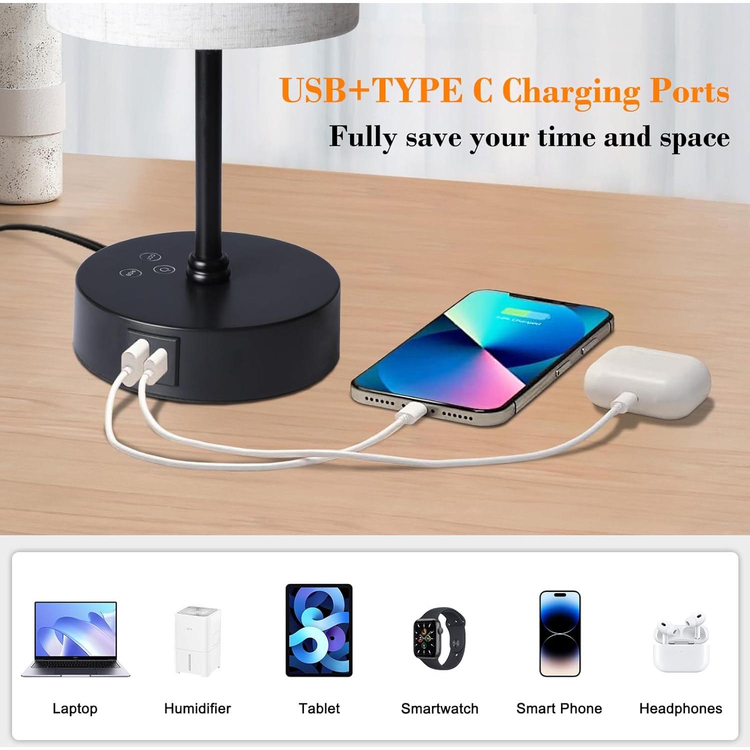 Lámpara de Mesa Ascher 2 Piezas RGB Regulable con USB