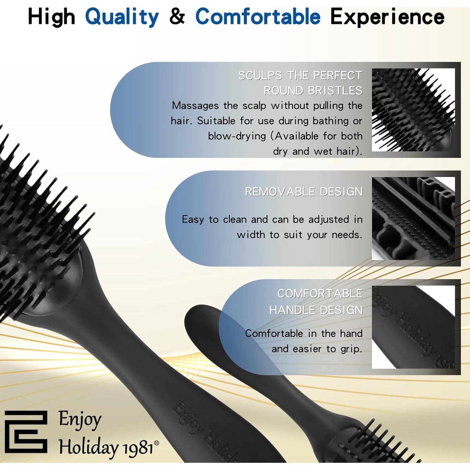 Cepillo Acolchado Enjoy Holiday 1981 2 PCS para Cabello
