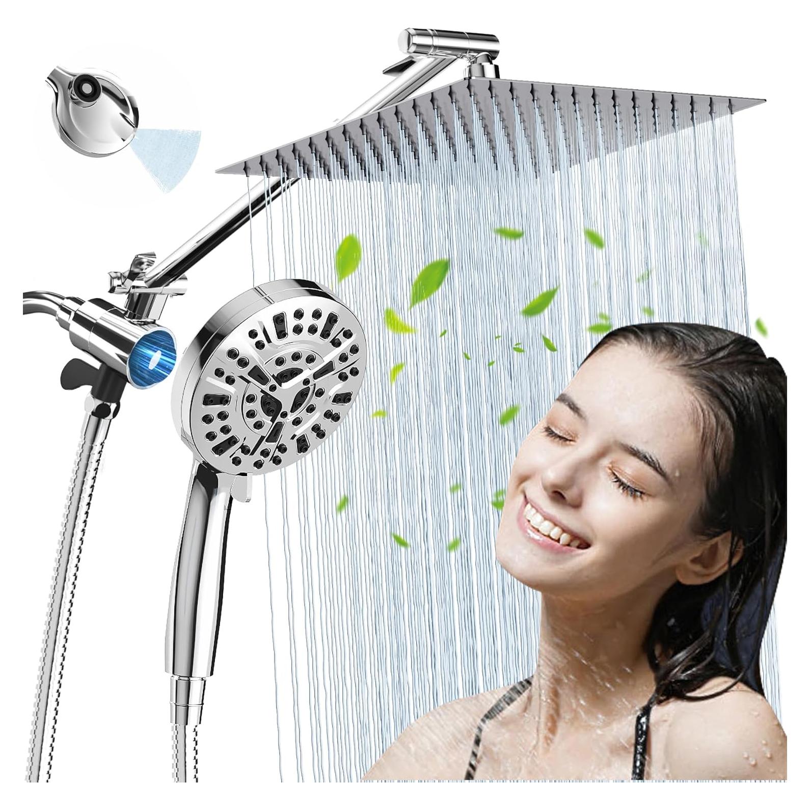 Cabezal de Ducha de Lluvia JITTGO 10'' Acero Inoxidable 8+2 Modos