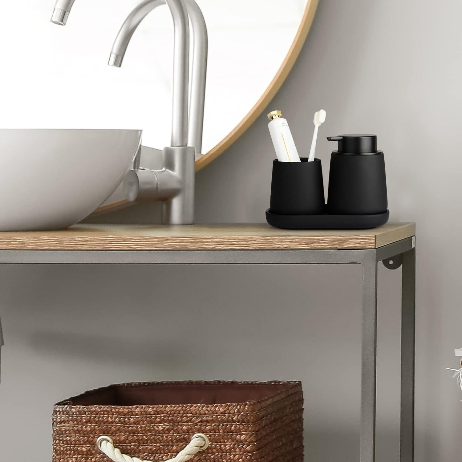 Juego de Accesorios de Baño Negro BosilunLife 3 Piezas