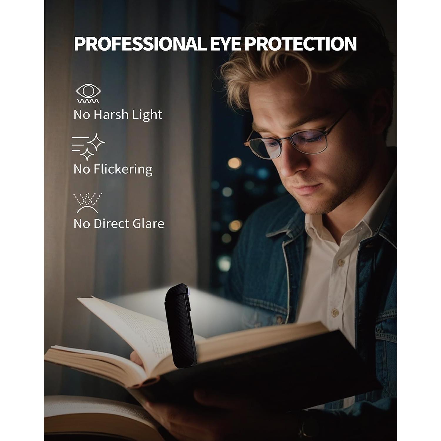 Luz de Lectura Recargable HEMONNKAM con Clip y 5 Brillos