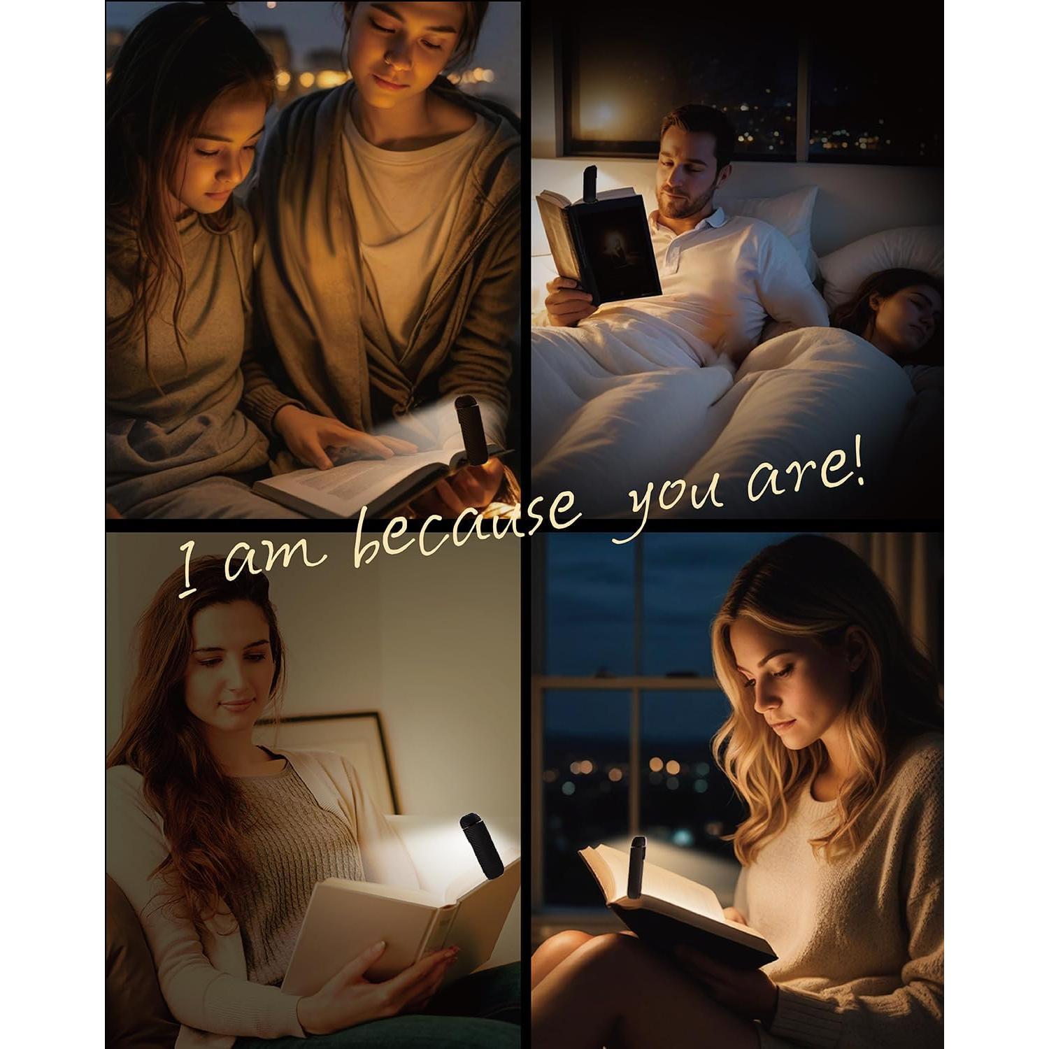 Luz de Lectura Recargable HEMONNKAM con Clip y 5 Brillos