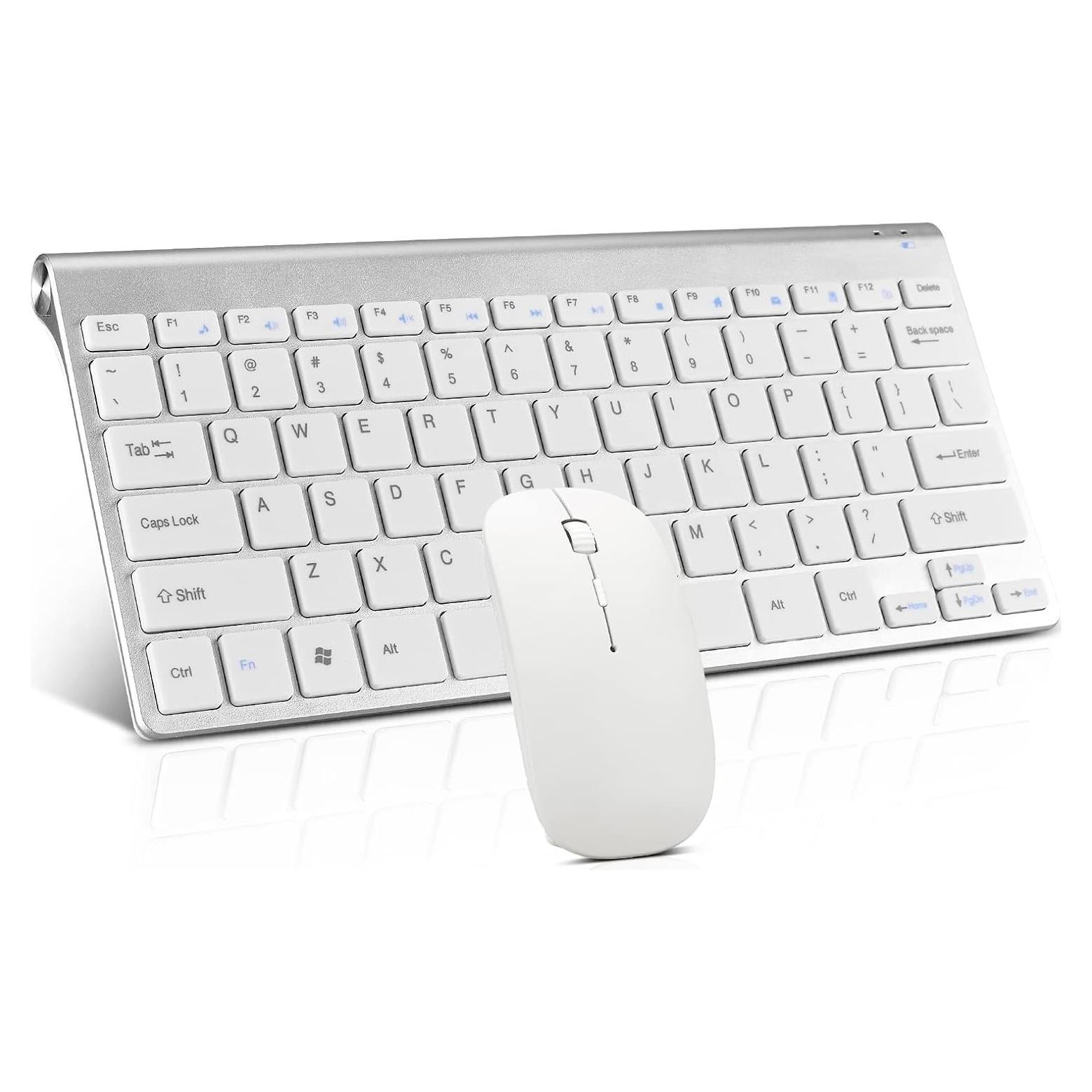Combo Teclado y Ratón Inalámbrico LeadsaiL GHKM03 Plata Blanca