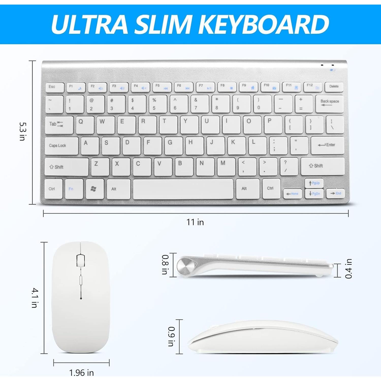 Combo Teclado y Ratón Inalámbrico LeadsaiL GHKM03 Plata Blanca