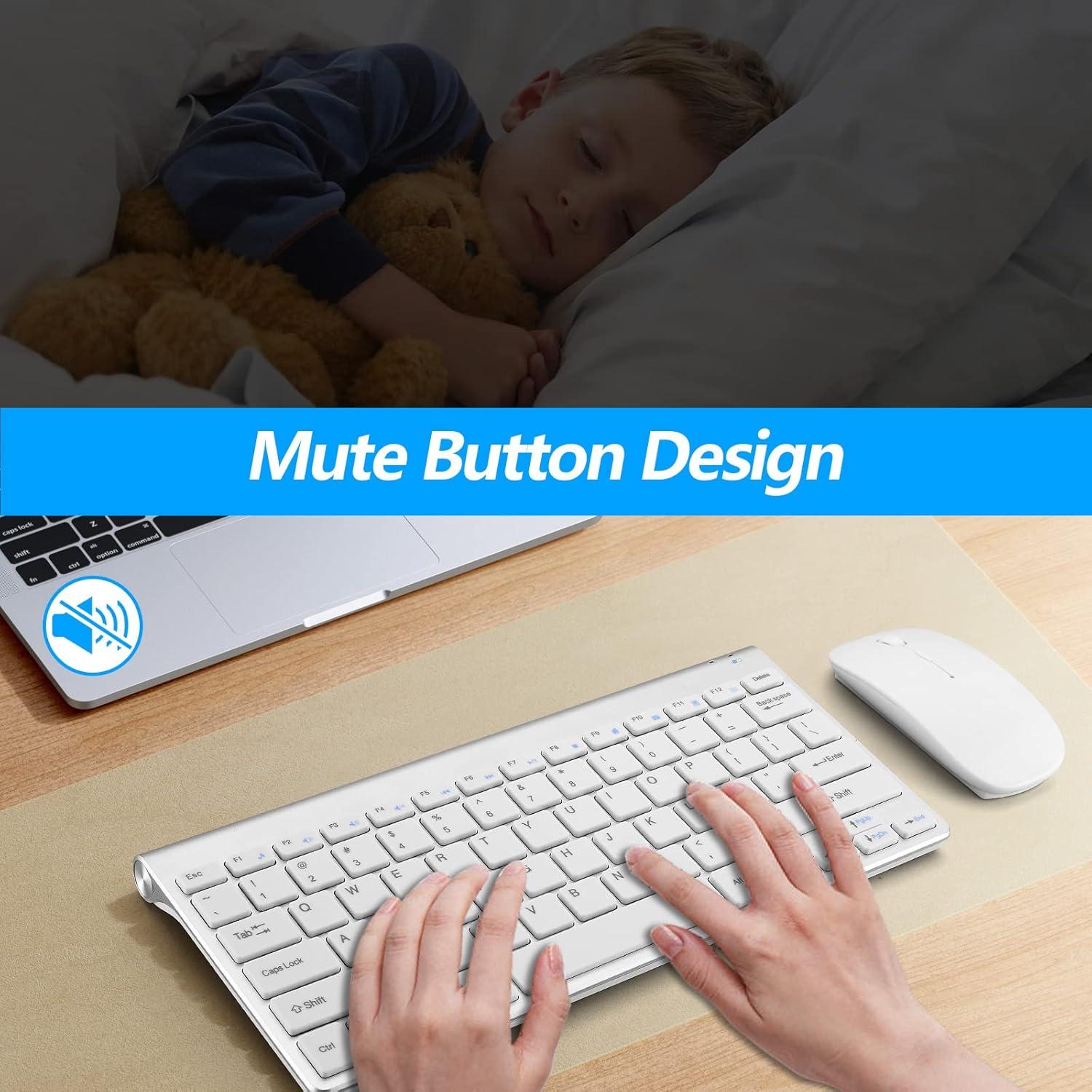 Combo Teclado y Ratón Inalámbrico LeadsaiL GHKM03 Plata Blanca