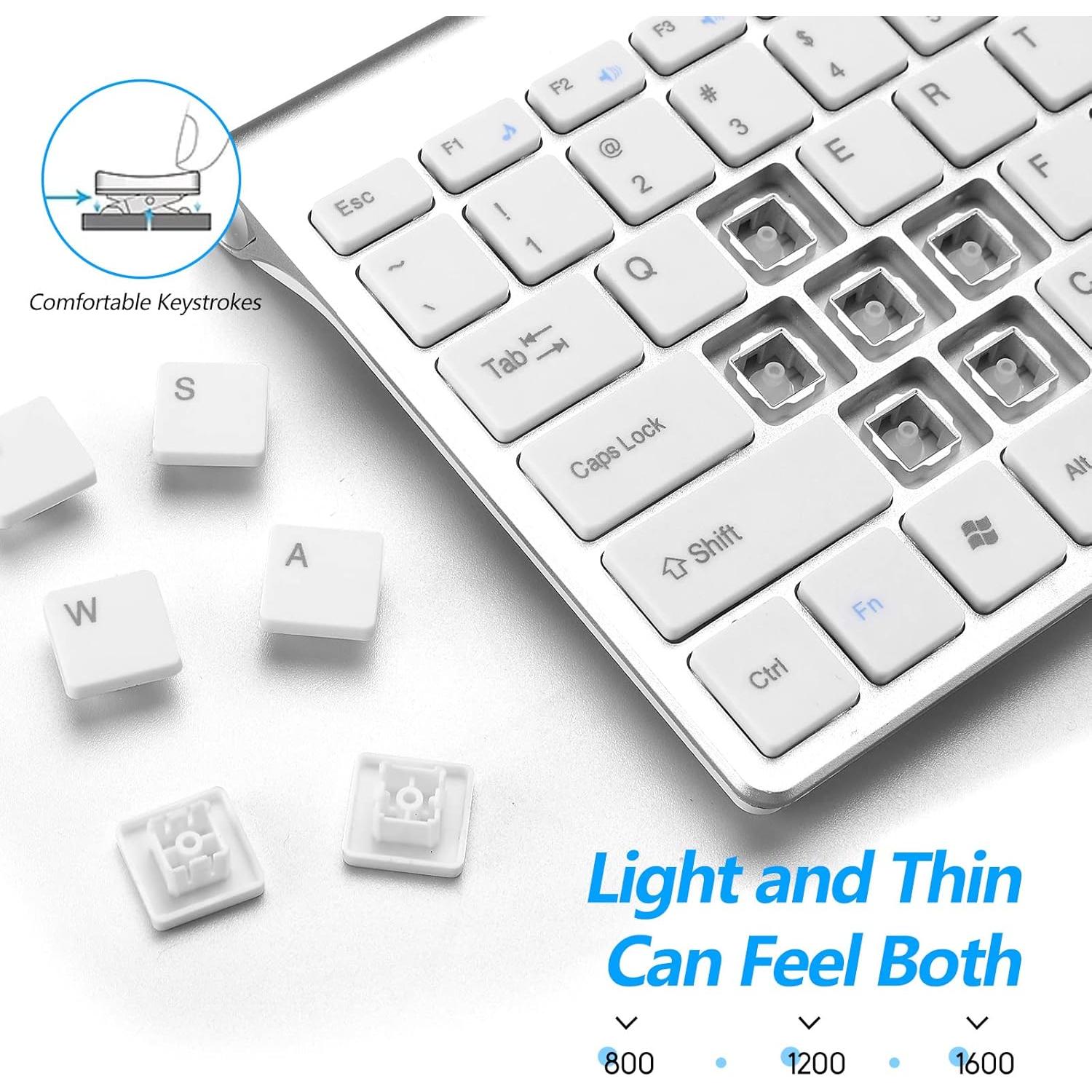 Combo Teclado y Ratón Inalámbrico LeadsaiL GHKM03 Plata Blanca