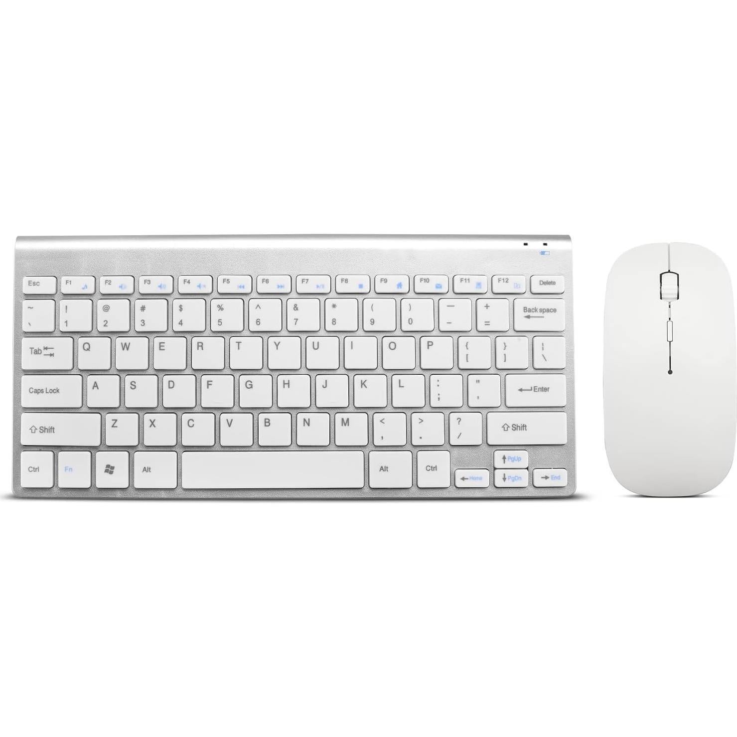 Combo Teclado y Ratón Inalámbrico LeadsaiL GHKM03 Plata Blanca