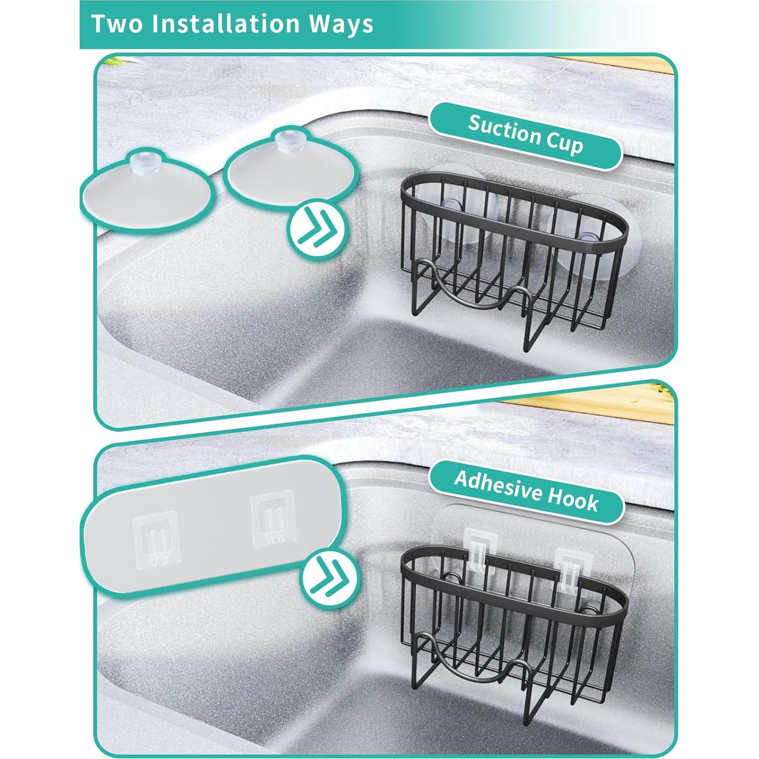Soporte Multifuncional para Esponjas HapiRm - Acero Inoxidable Negro