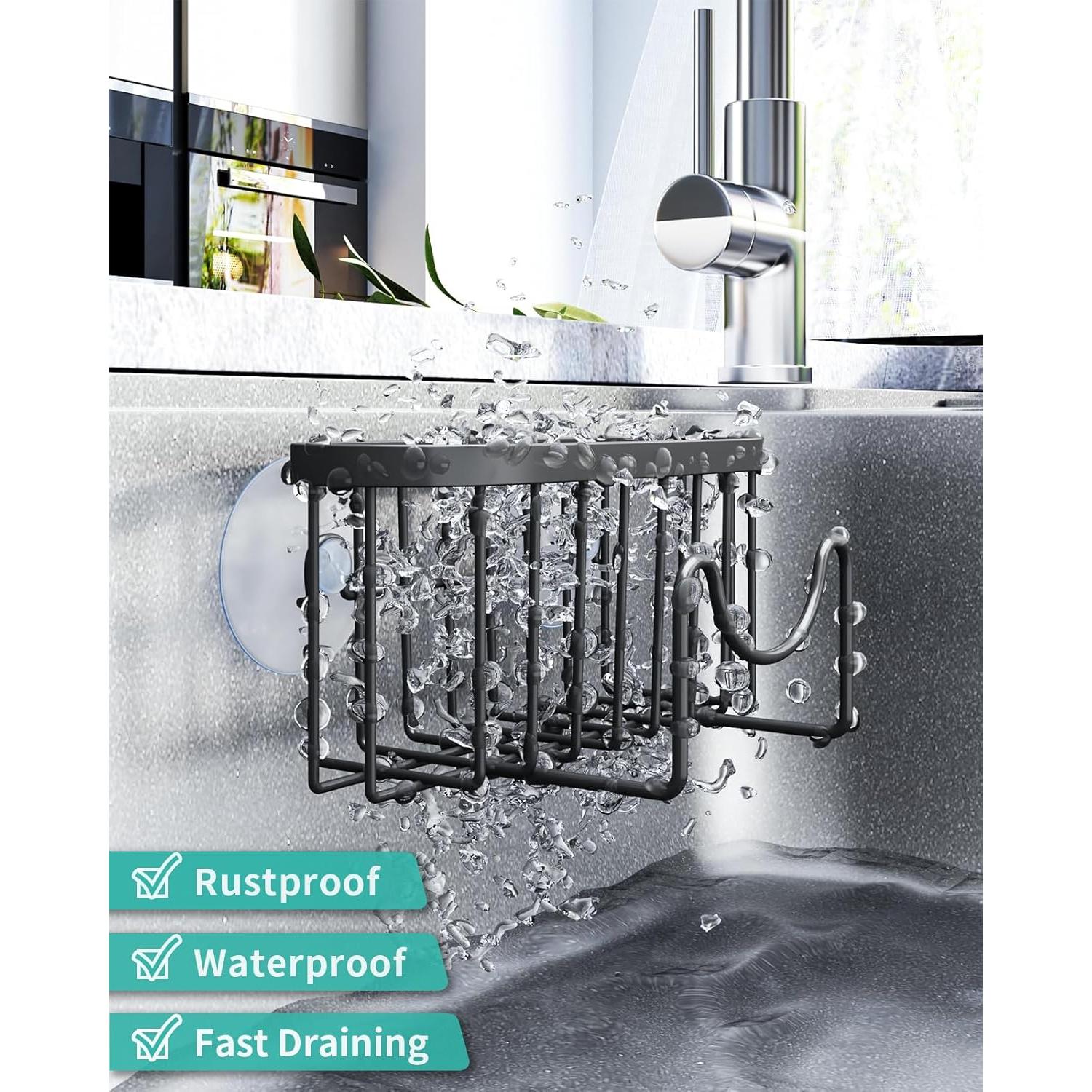 Soporte Multifuncional para Esponjas HapiRm - Acero Inoxidable Negro