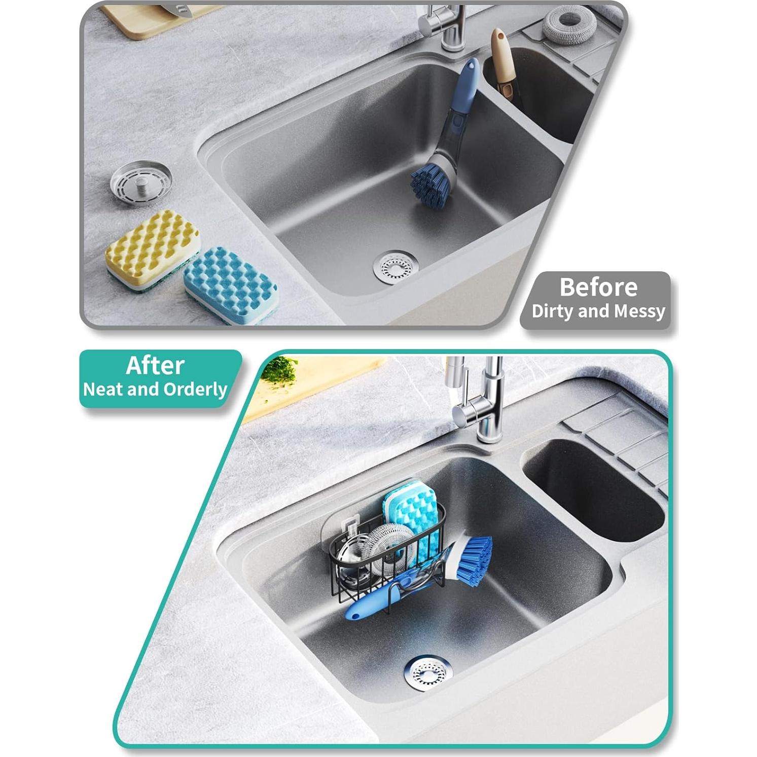 Soporte Multifuncional para Esponjas HapiRm - Acero Inoxidable Negro