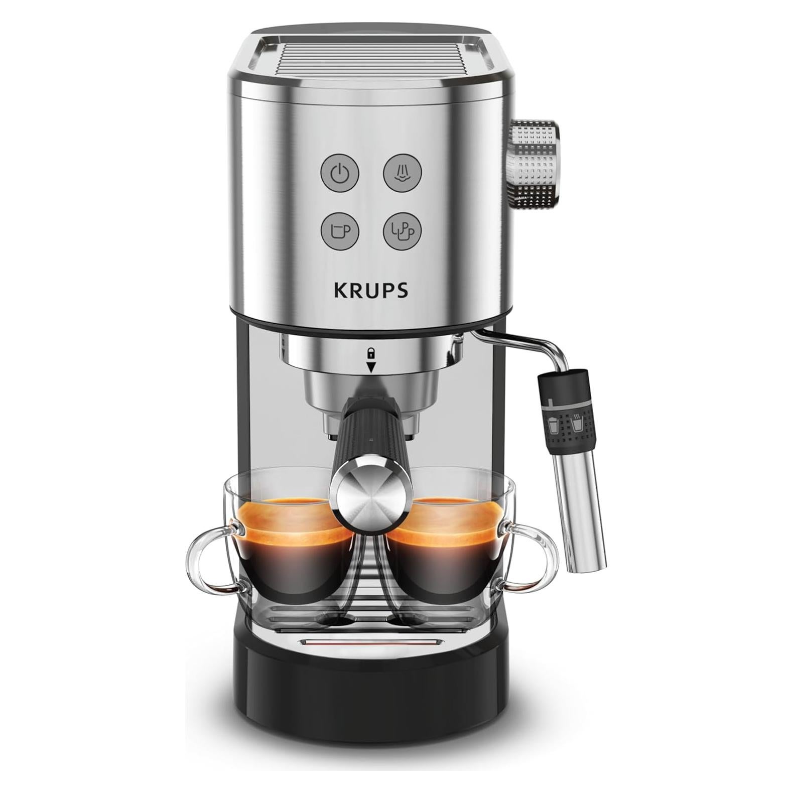 Máquina de Espresso KRUPS XP444C50 Acero Inoxidable 1350W 2 Tazas