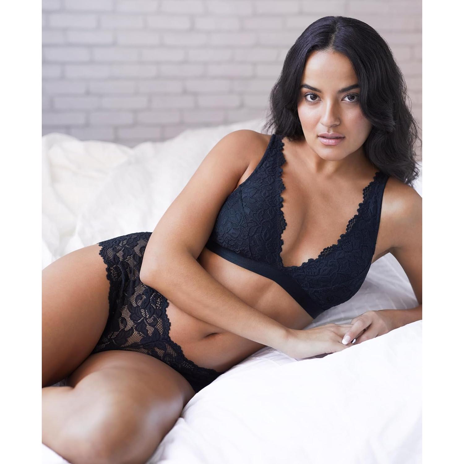 Sujetador Bralette de Encaje Jenny Jen Ivy Negro X-Large