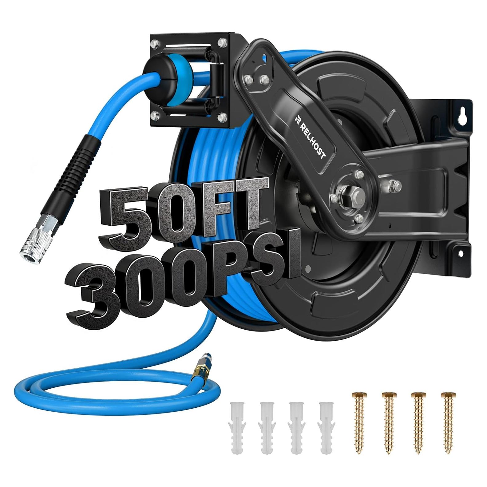 Carrete de Manguera de Aire Retráctil Relhost 15m 9.5mm 300PSI