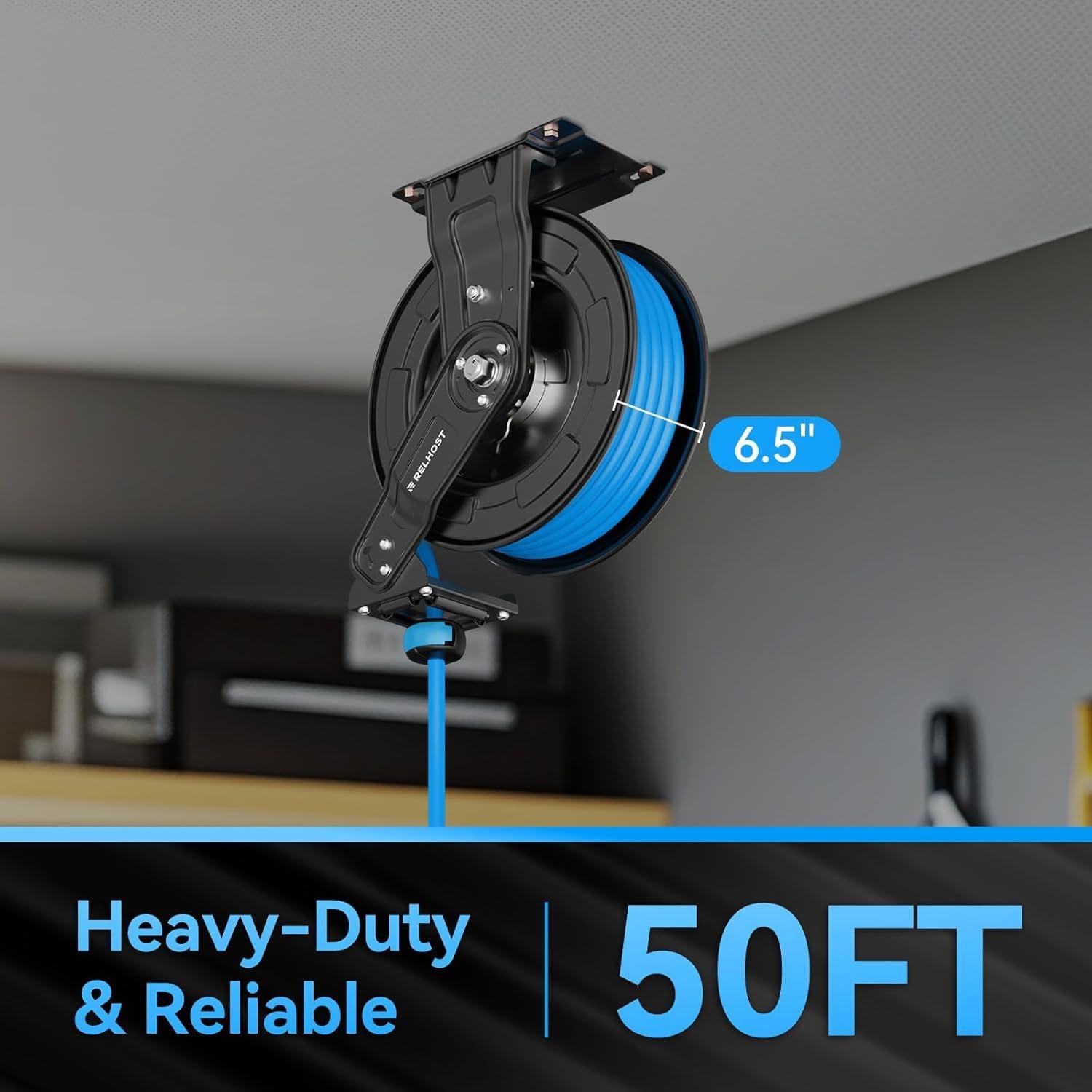 Carrete de Manguera de Aire Retráctil Relhost 15m 9.5mm 300PSI